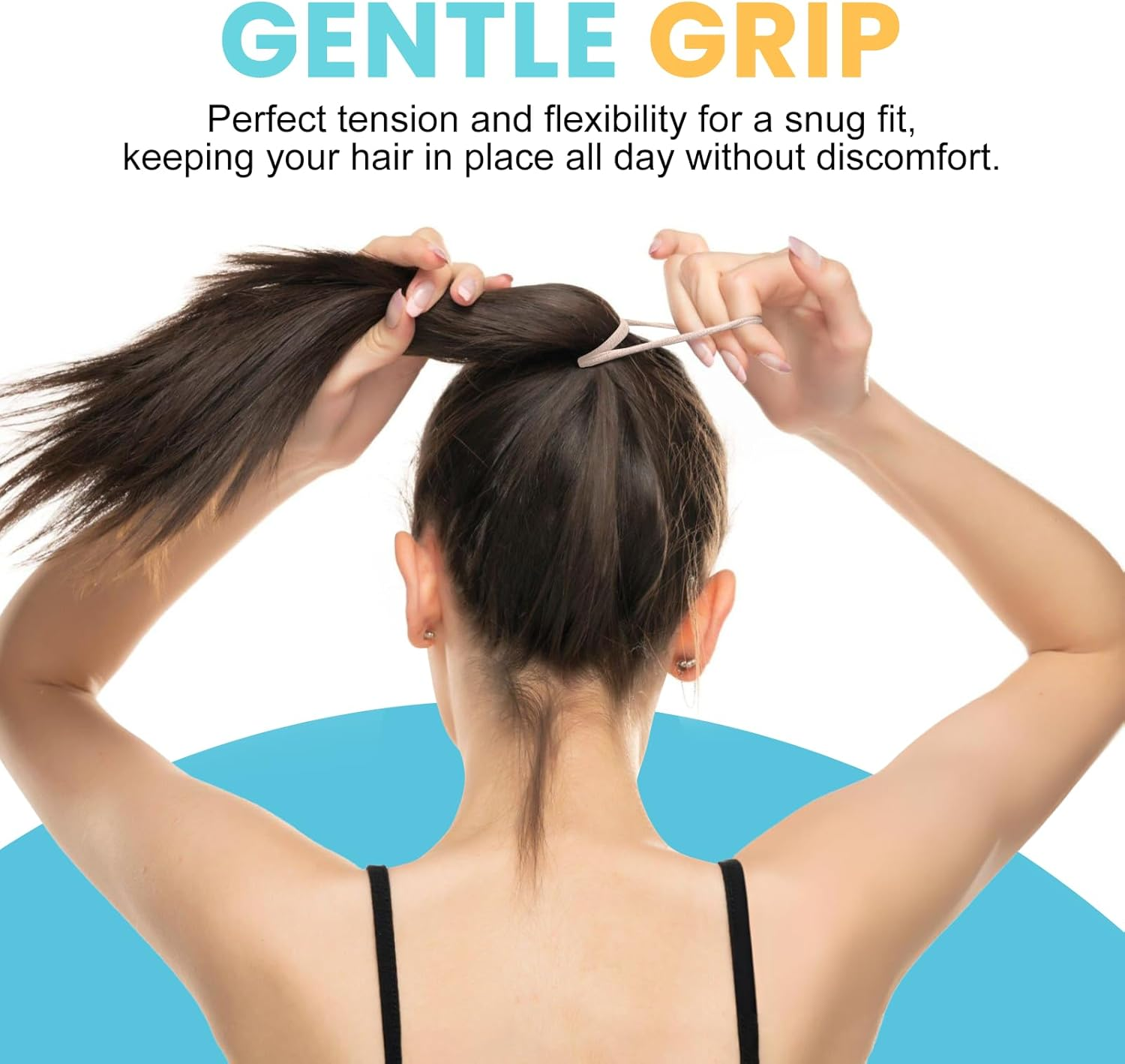 HOYOLS Soft Large Seamless Hair Ties, Gentle Stretch Nylon Ponytail Holder Bands for Thick Heavy Curly Hair, No Slip No Damage Scrunchies Headbands 100 Pcs (Light Blonde) image number 3