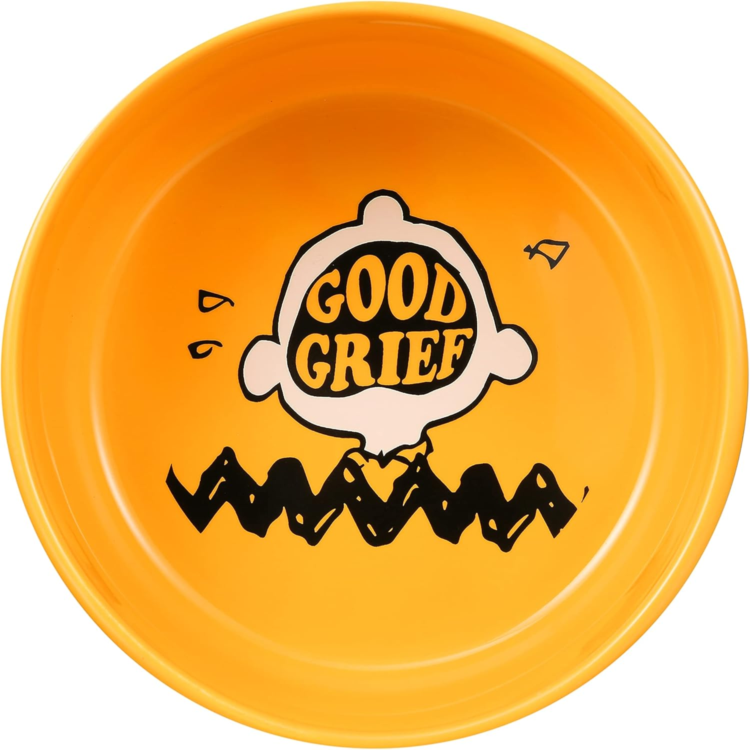 Peanuts Ceramic Dog Bowl Good Grief Charlie Brown | Yellow Ceramic Peanuts Dog Bowl Holds up to 3.5 Cups Dog Food or Water | Dog Water Bowl and Dog Food Bowl from Peanuts image number 2
