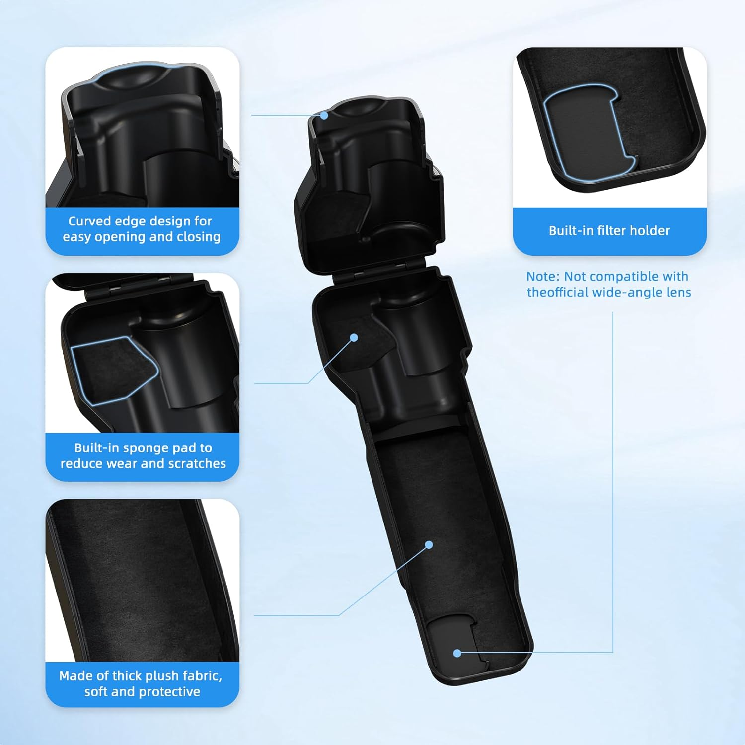 BRDRC Pocket 3 Protective Cover Case, Gimbal Lens Cap Screen Protector for DJI Osmo Pocket 3 Creator Combo Accessories (Black) - Blue image number 2