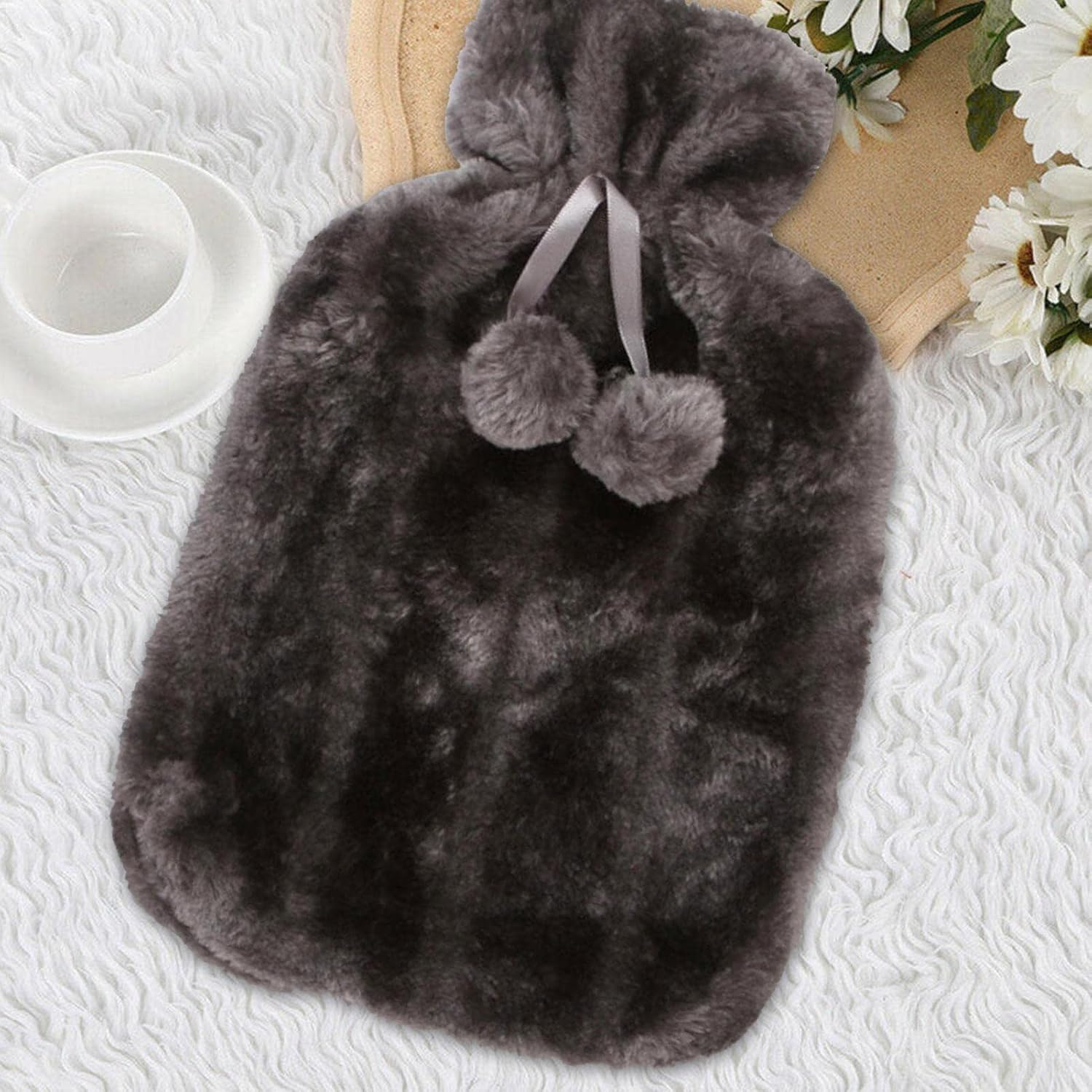 Hot Water Bottle Cloth | Faux Plush Fur Cover for 2 Liter (2000 Ml) | Hot Water Bottle Covers Insulated Maintain Constant Temperature for Women Kids (Cover Sleeves Only) Buniq image number 4