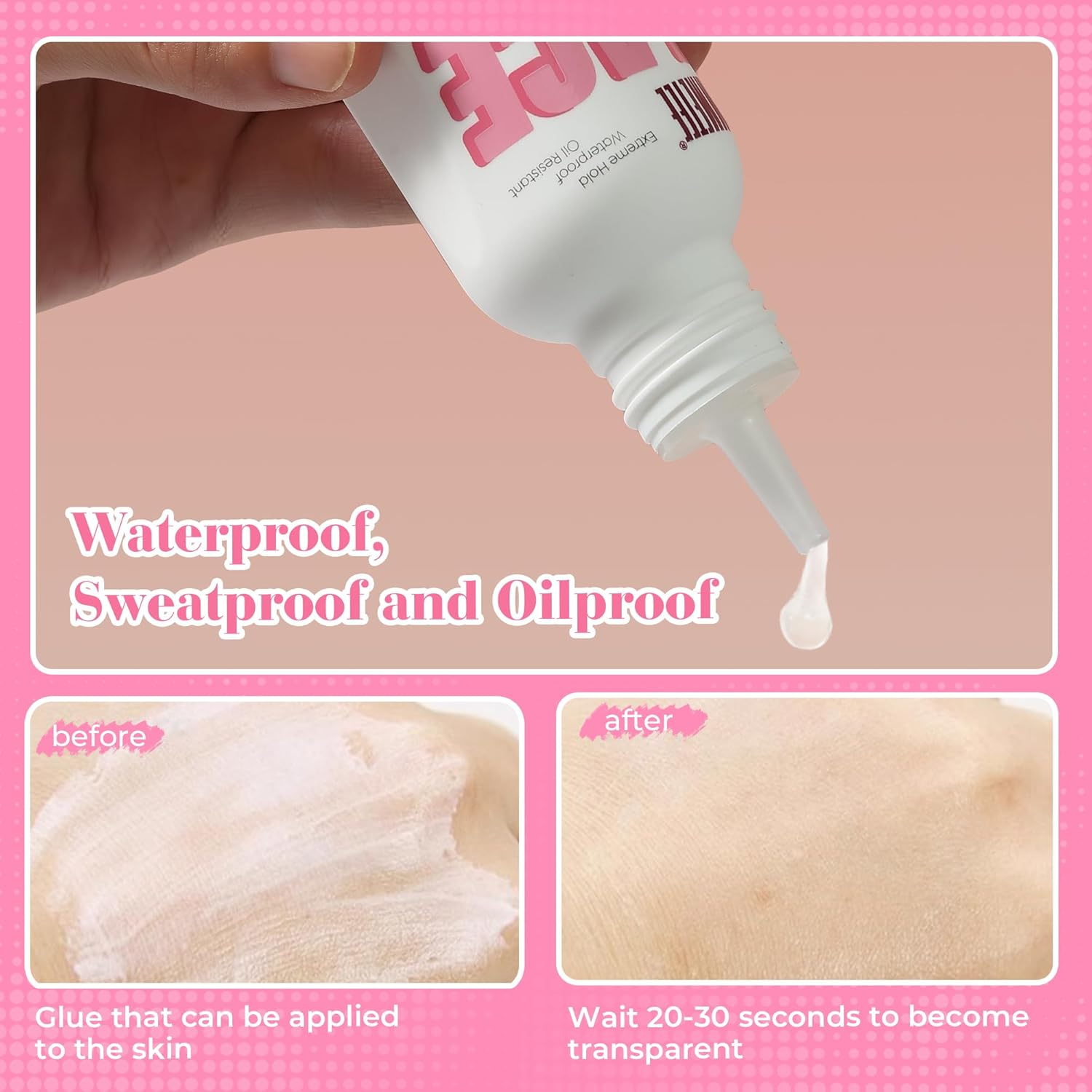 Immetee Lace Wig Glue, Hair Replacement Adhesive Invisible Bonding Glue, Extra Moisture Control Light Hold for Poly and Lace Hairpiece Wig Toupee.80G image number 5