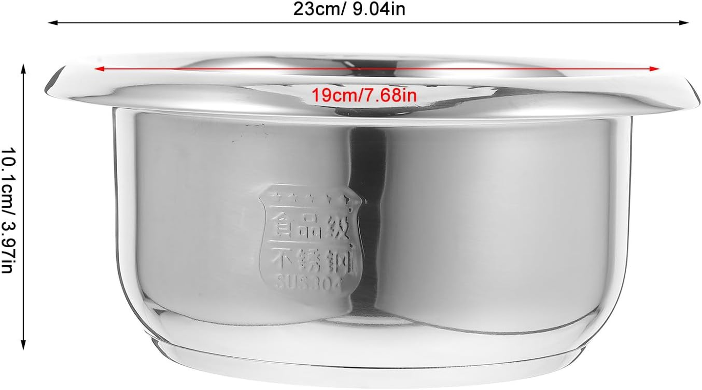 JECOMPRIS Stainless Steel Rice Cooker Inner Pot Liner 2L Capacity Non-Stick Cooking Utensil Compatible Replacement for Universal Electric Rice Cookers, Even Heat Distribution for Rice, Steaming, and Porridge Cooking image number 6