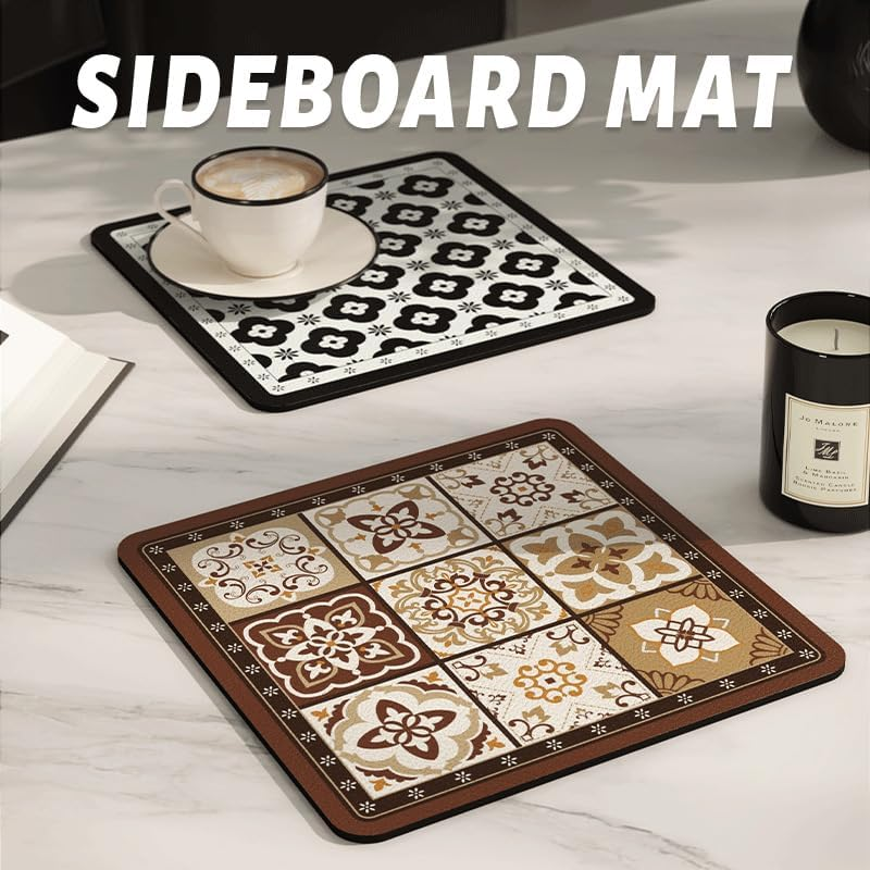 Clover & Wind Chime Coffee Cup Mat Coaster 3Pcs-16X16Cm Durable Anti-Skid Absorbent Cork Placemats for Hot & Cold Drinks - Cute Desk & Bar Accessories, Coffee Table Decor (3 Colors) image number 2