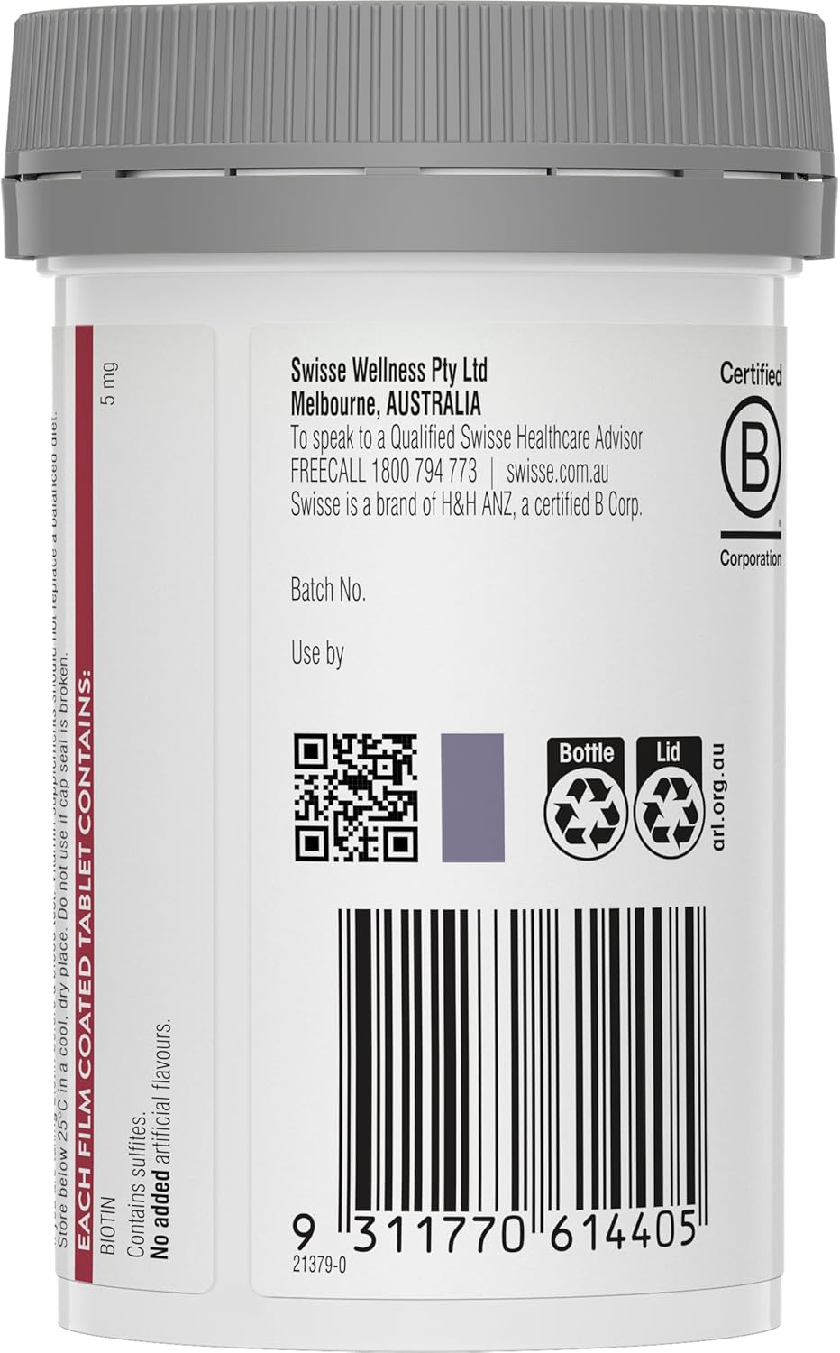 Swisse Beauty High Strength Biotin 5,000 Mcg 100 Tablets image number 4