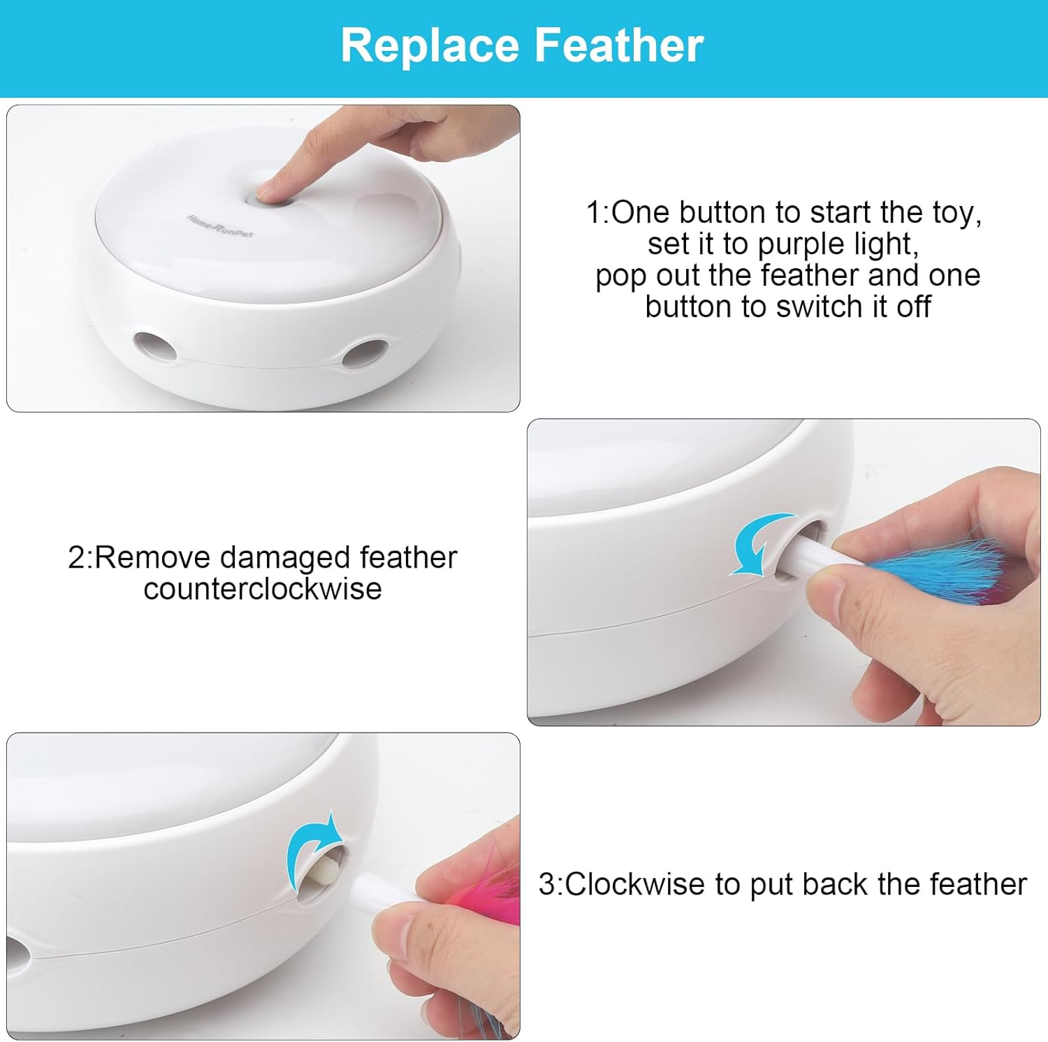 HENGBIRD Cat Toy Self-Employment, Intelligent Light, Interactive Cat Toy with Feathers, Mute Intelligent Teaser Toy