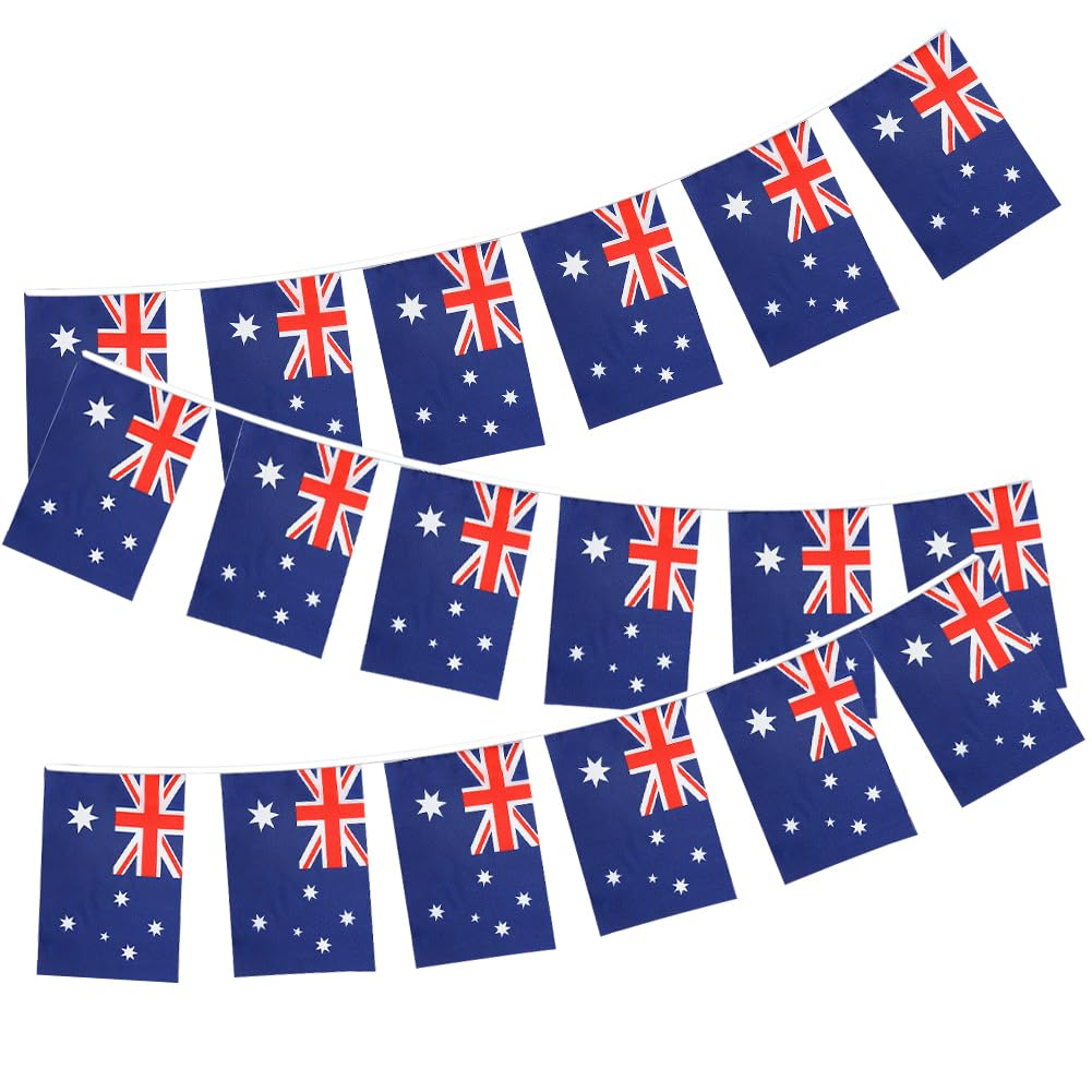 Australia String Flag Pennant Banner,Kiwinvou 38Pcs Australia Flags,10 Meter Mini Australian Flags Bunting Banner for School, Party, Sports Events, Patriotic Festival image number 5