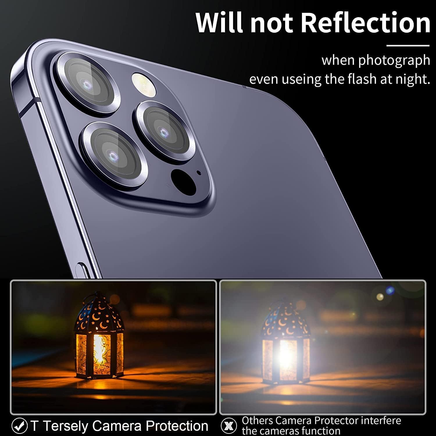 [4 Pieces] T Tersely Camera Lens Screen Protector for Iphone 14 Pro/Iphone 14 Pro Max 2022, 9H Transparent Camera Tempered Glass Grade Protective Cover - Purple image number 2