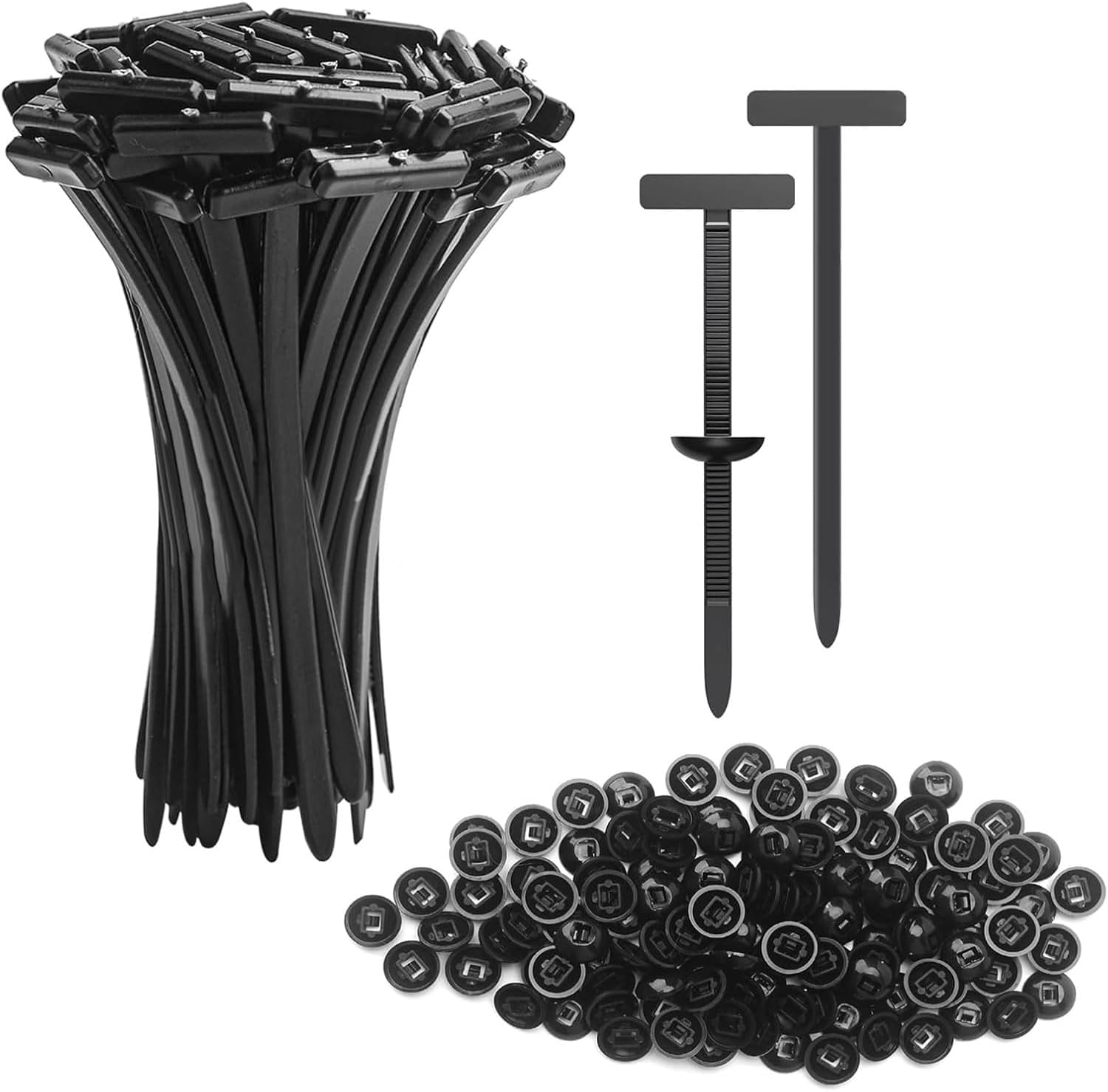 100Pcs Nylon Universal Cable Tie Buckle,Grip Auto Zip Tie Buckles with Pin & Button Design, Plastic Cable Ties Tool Fasteners, High Temperature and UV Resistant Zipties for Car Daily Auto Fixing image number 5