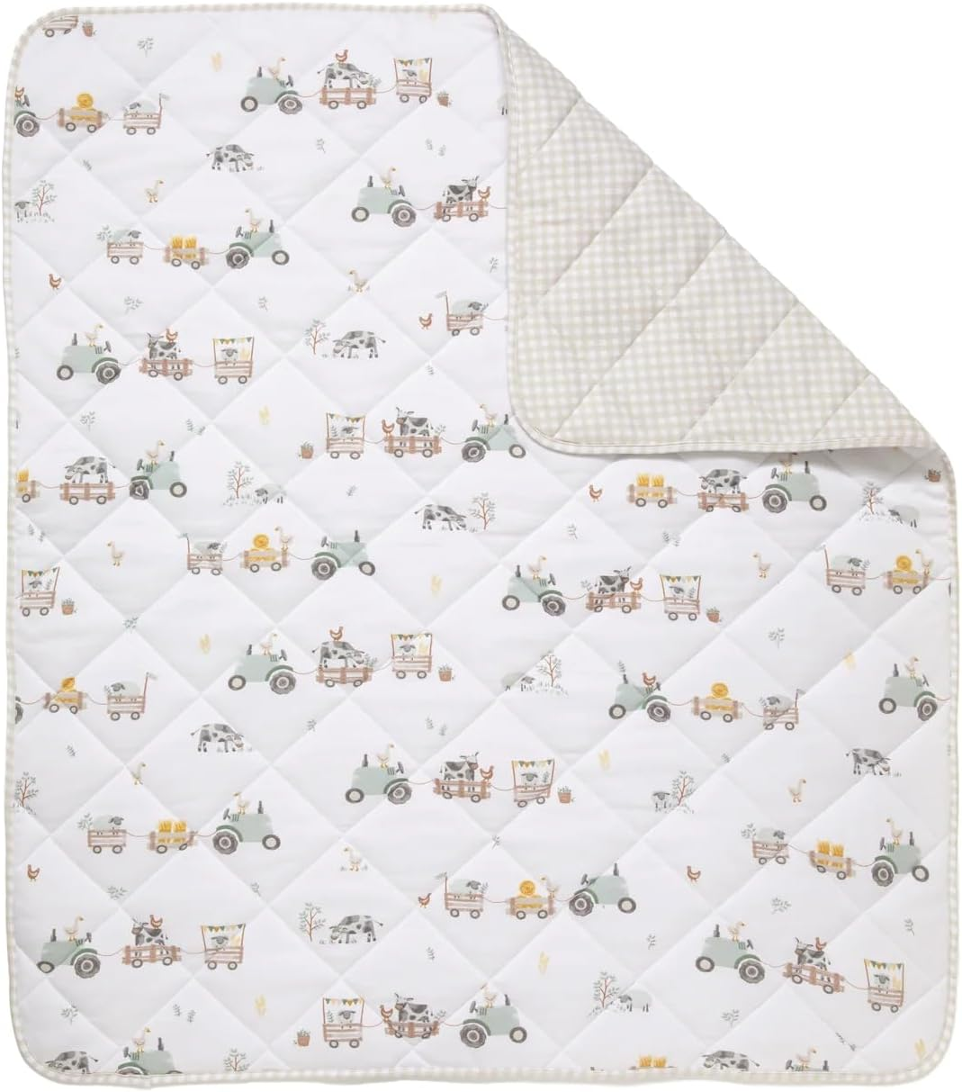 Living Textiles Organic Reversible Cot Comforter - Tractor Ride, Premium Fabric for Baby'S Best Comfort, Super Soft Baby Quilt for Crib Bed, Stroller, Cot,Moisture Resistant - 95 X 110Cm image number 2