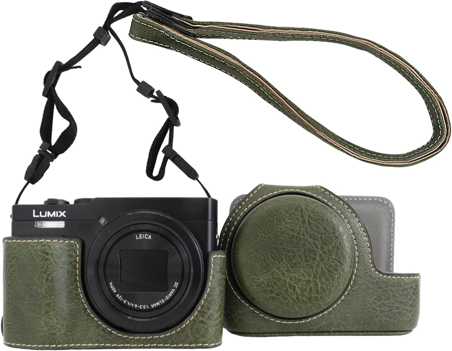 Rieibi TZ99 Camera Case, PU Leather Camera Case for Panasonic Lumix DC-TZ99/ZS99 Digital Camera, Detachable Protective Case with Adjustable Shoulder Strap, Beauty Cover