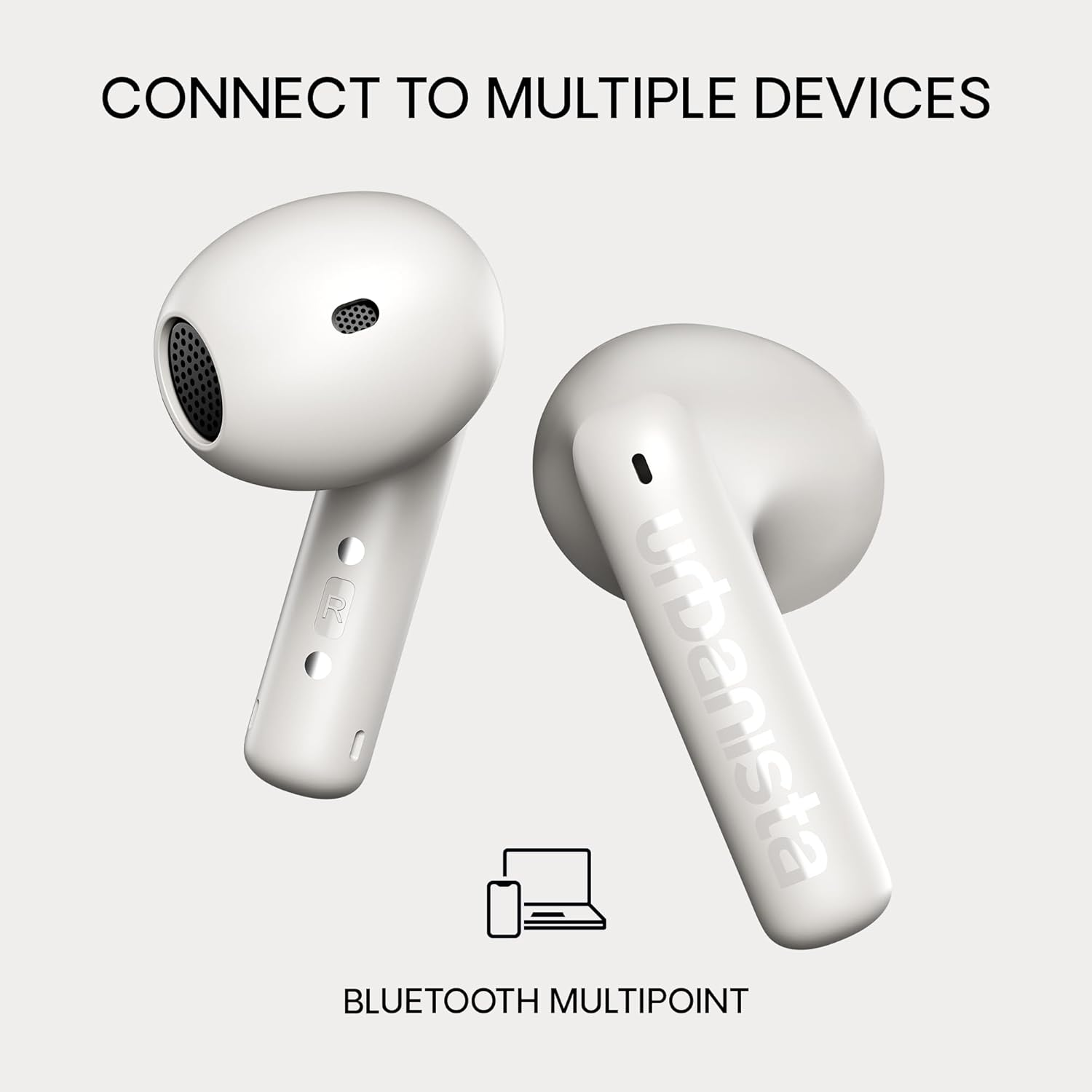 Urbanista Santa Monica Open Fit True Wireless with ANC, 24H Pay, Adaptive EQ, Crystal-Clear Calls, Touch Controls, Advanced Wind-Noise Reduction, Cloud White image number 2