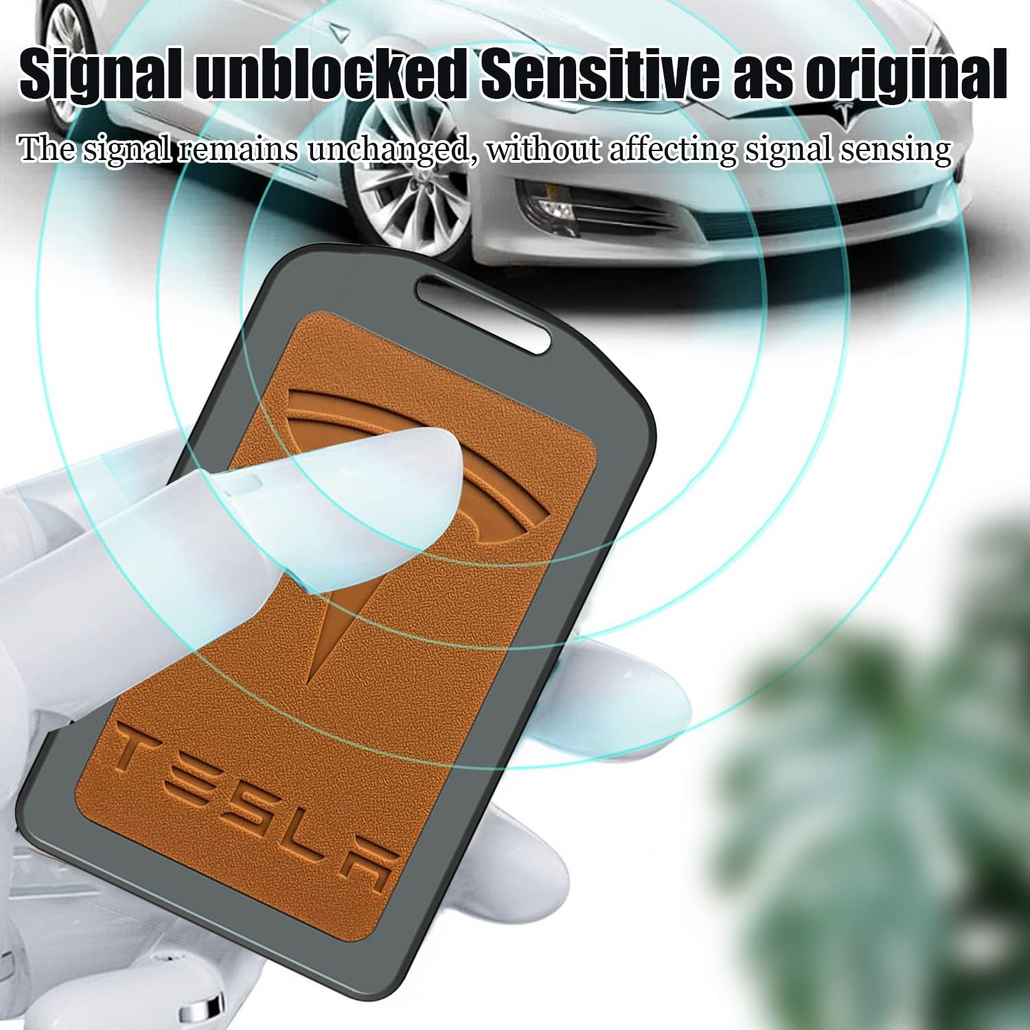 Car Key Card Holder for Tesla Model 3 TPU Key Fob Cover Protector Case Fit Tesla Model 3/Y/S/X Accessories (Orange) image number 2