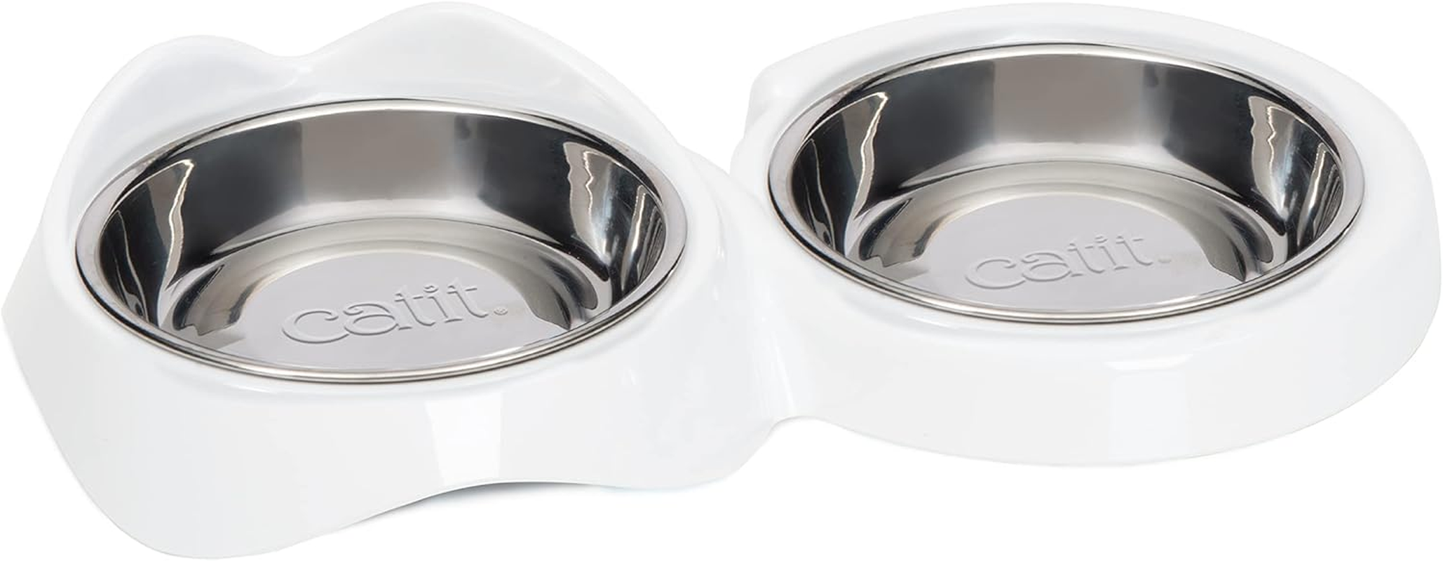 Catit PIXI Double Feeding Dish, Whisker Stress Free Food & Water Cat Bowl,White image number 4