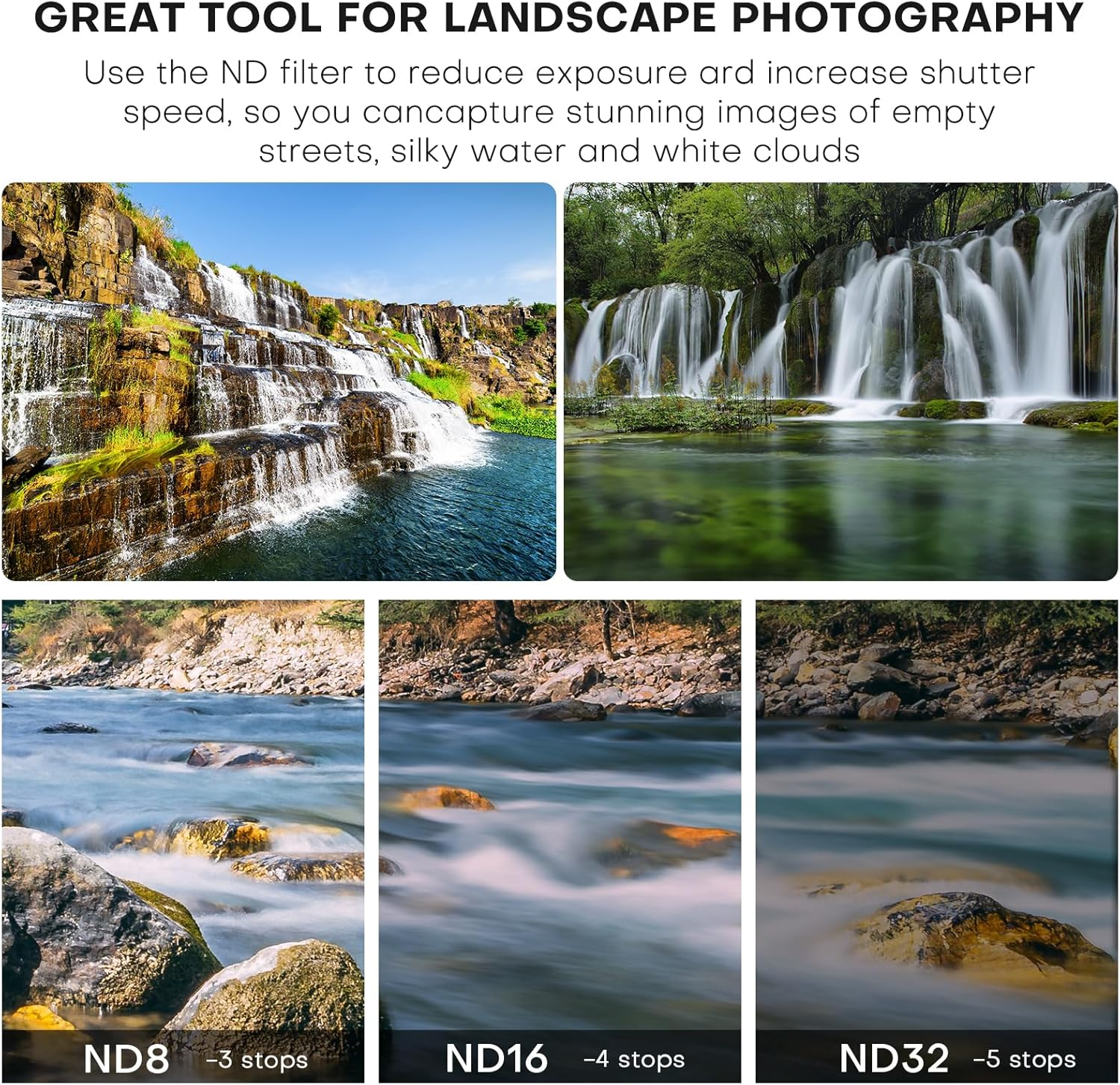 REYGEAK Lens Filter Set for DJI Action 5 Pro/4/3,4 Pack CPL ND8 ND16 ND32 Polarizing Neutral Density Filter,Multicoated HD Optical Glass for DJI Osmo Action Camera Accessories image number 6