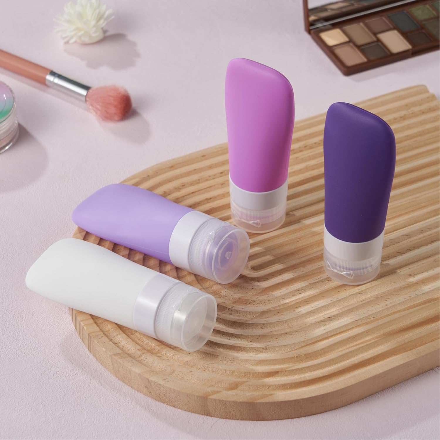 INSFIT Portable Travel Bottles, TSA Approved Travel Size Bottles Leak Proof Travel Containers for Toiletries, BPA Free Refillable Travel Accessories for Shampoo Body Wash Liquids 4 Pack, Purple 2Oz, 2 image number 6