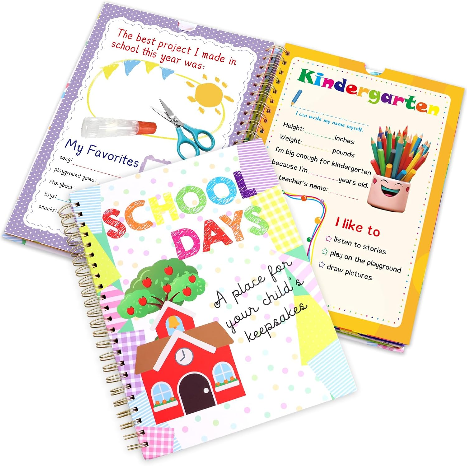 School Memory Book Hardcover Album Scrapbook Keepsake from Preschool through 12Th Grade with 14 Pockets School Photo Pictures Storage Graduation Gifts