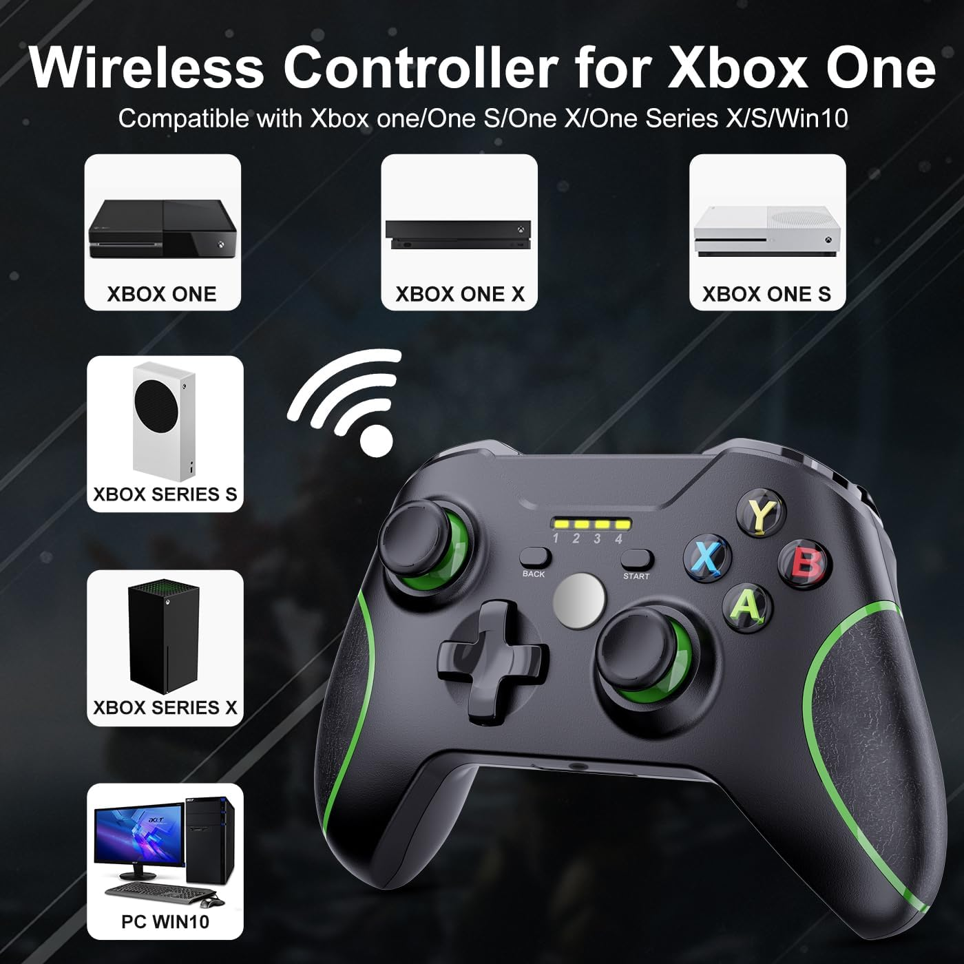 Xbox One Controller,2.4Ghz Wireless Xbox Controller with 3.5Mm Headphone Audio Jack Xbox Controller for Xbox One X/S Xbox Series X/S,Black