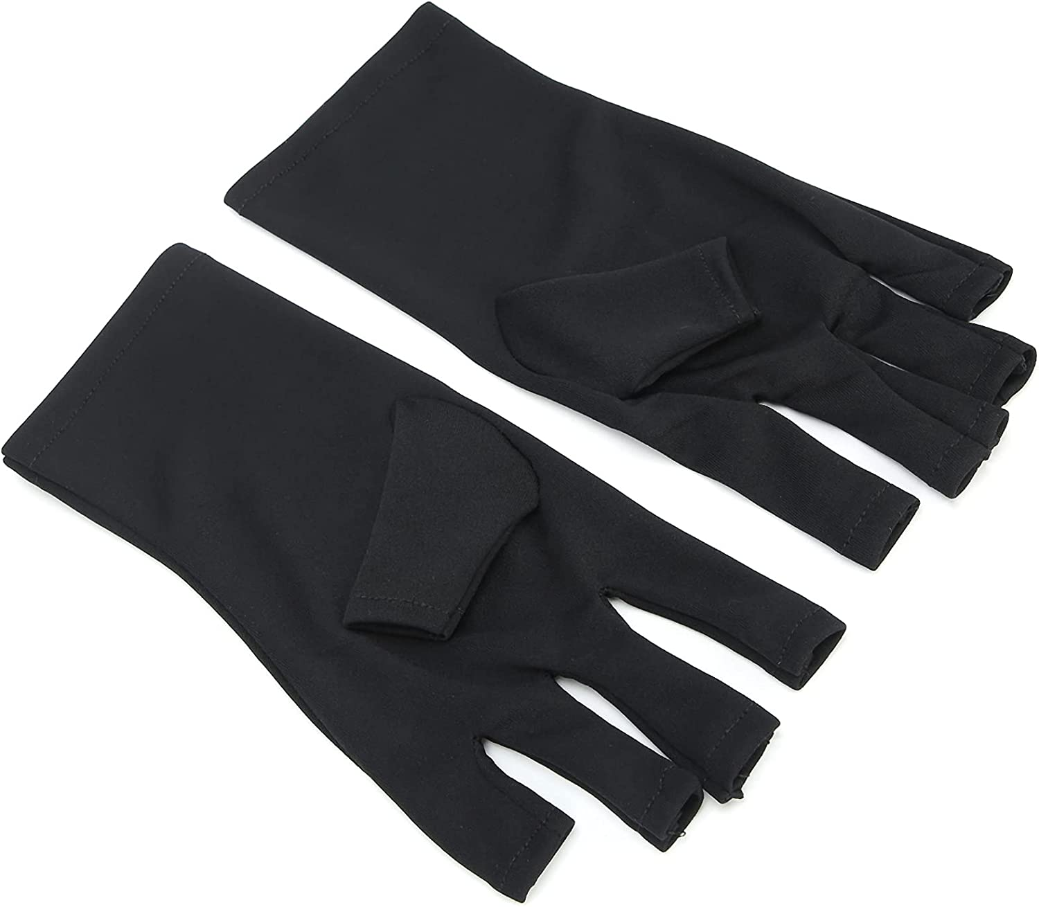 UV Protection Nail Art Gloves, Nail Art Skin Care Glove Polyester UV Resistant for Driving for Canoe for Hiking(Black) image number 2