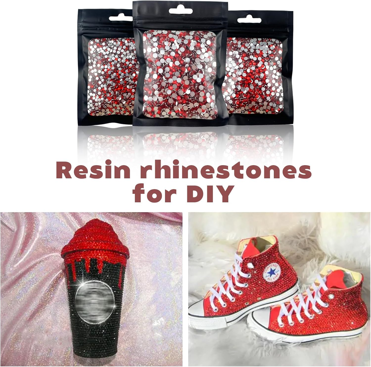 CLRDIVA 5000Pcs 3Mm Red round Resin Flatback Craft Rhinestones for Shoes Tumblers Nails Makeup DIY Bling Decoration image number 1