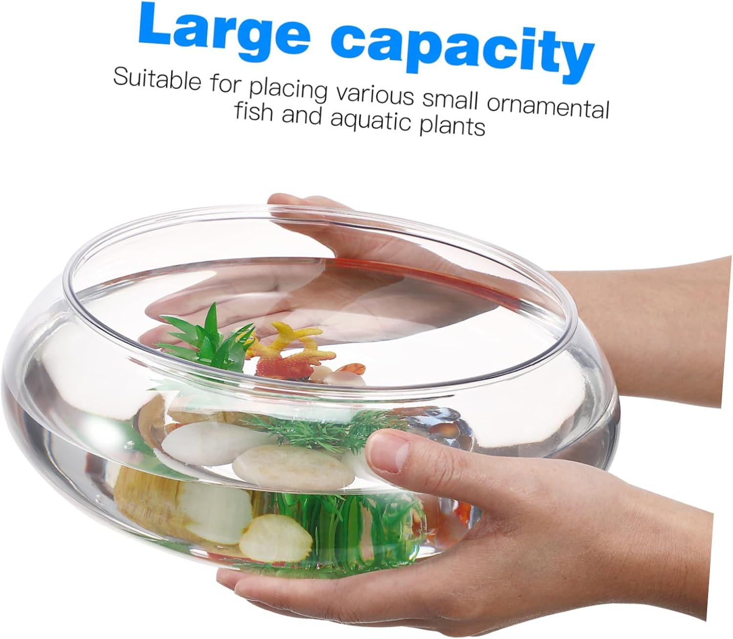 1Pcs Plastic Aquarium Betta Fish Tank: Small Clear Hydroponic Planter Floral Container Fish Bowl for Home Wedding Event Party Decoration image number 3