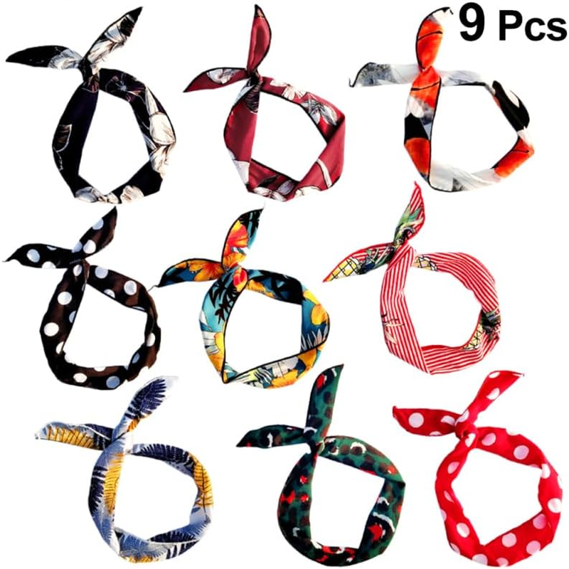 OATIPHO Pack of 9 Metal Wire Bands, Wist Bow Wired Hair Bands, Yoga Head Wraps, Sports, Elegant, Hair Accessories for DIY, Adjustable image number 4