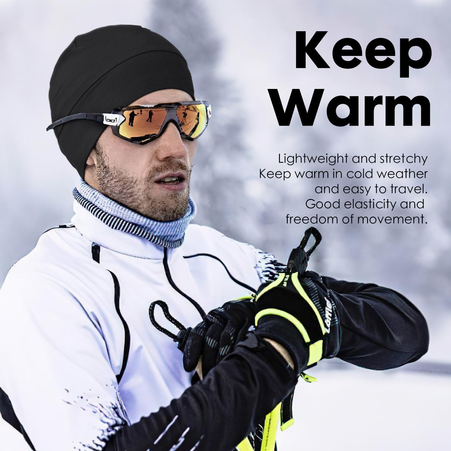 Focuscare 2Pcs/4Pcs 100% Viscose Beanies for Men Women Helmet Liner Lightweight Sleeping Cap for Chemo Hair Loss - Black  Black, 2 image number 6