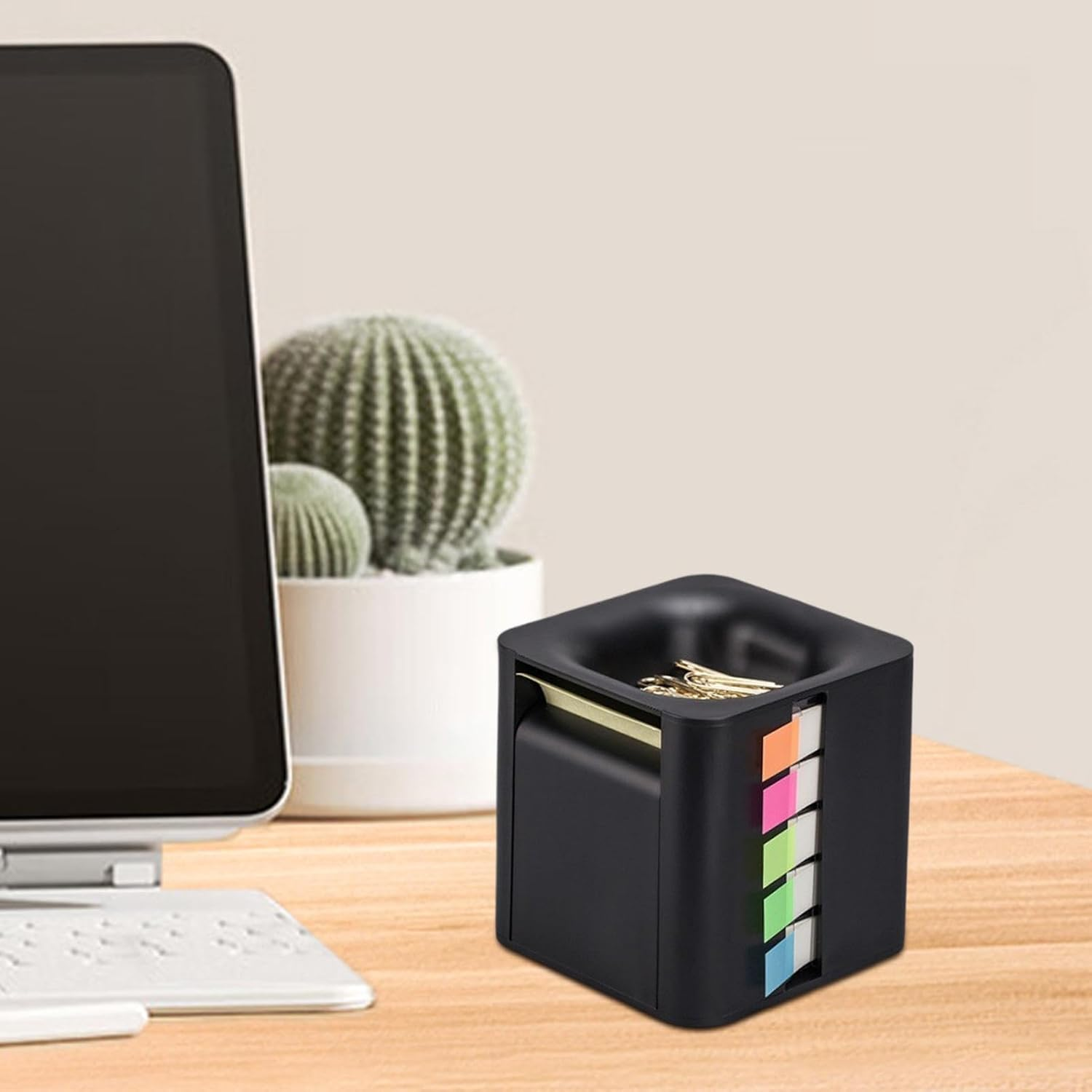 Cube Sticky Note Holder, 4-In-1 Memo Organizer, Pop-Up Note Dispenser, Colorful Index Stickers, Paper Notepad Organizer, Desk Memo Holder, Sticky Note Storage Box, Convenient Note Holder image number 2