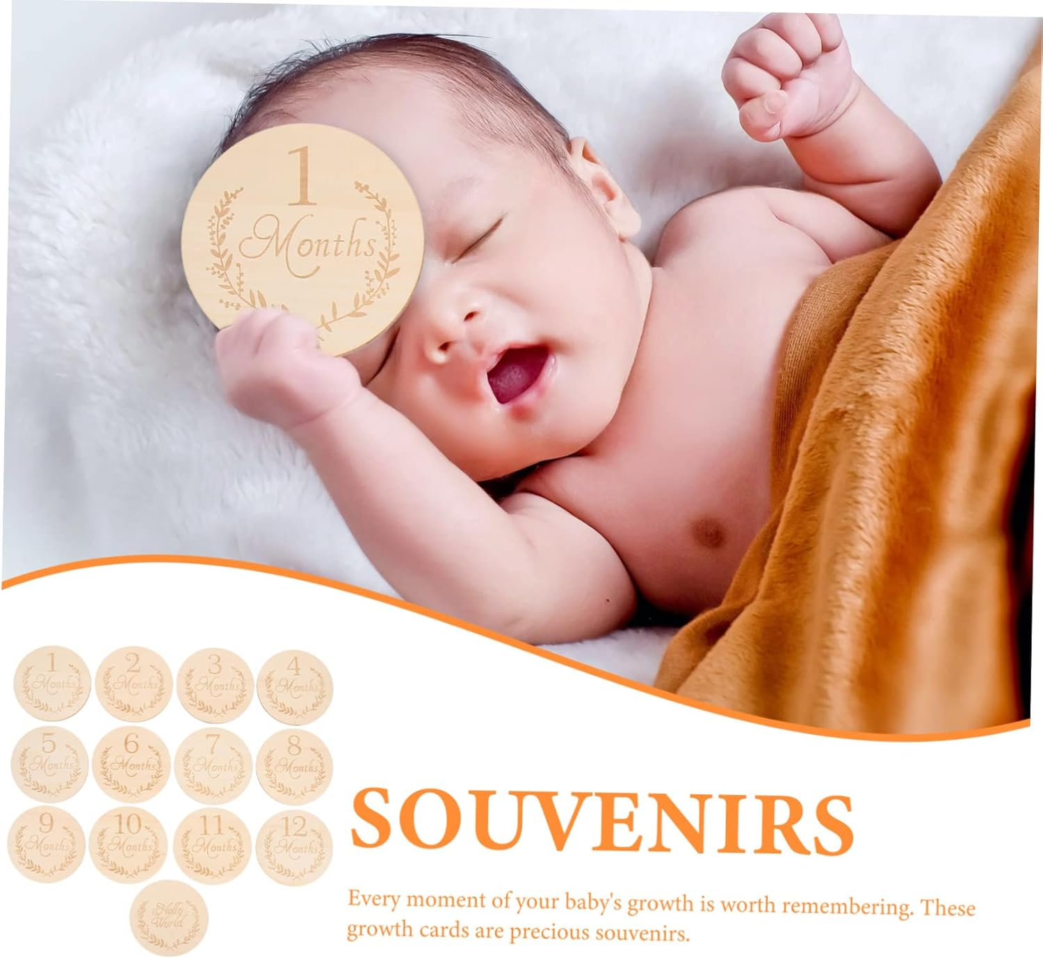 HOODANCOS 13Pcs Wooden Discs Monthly Cards Milestone Cards Photo Props for Nursery Decor and House Decoration Items