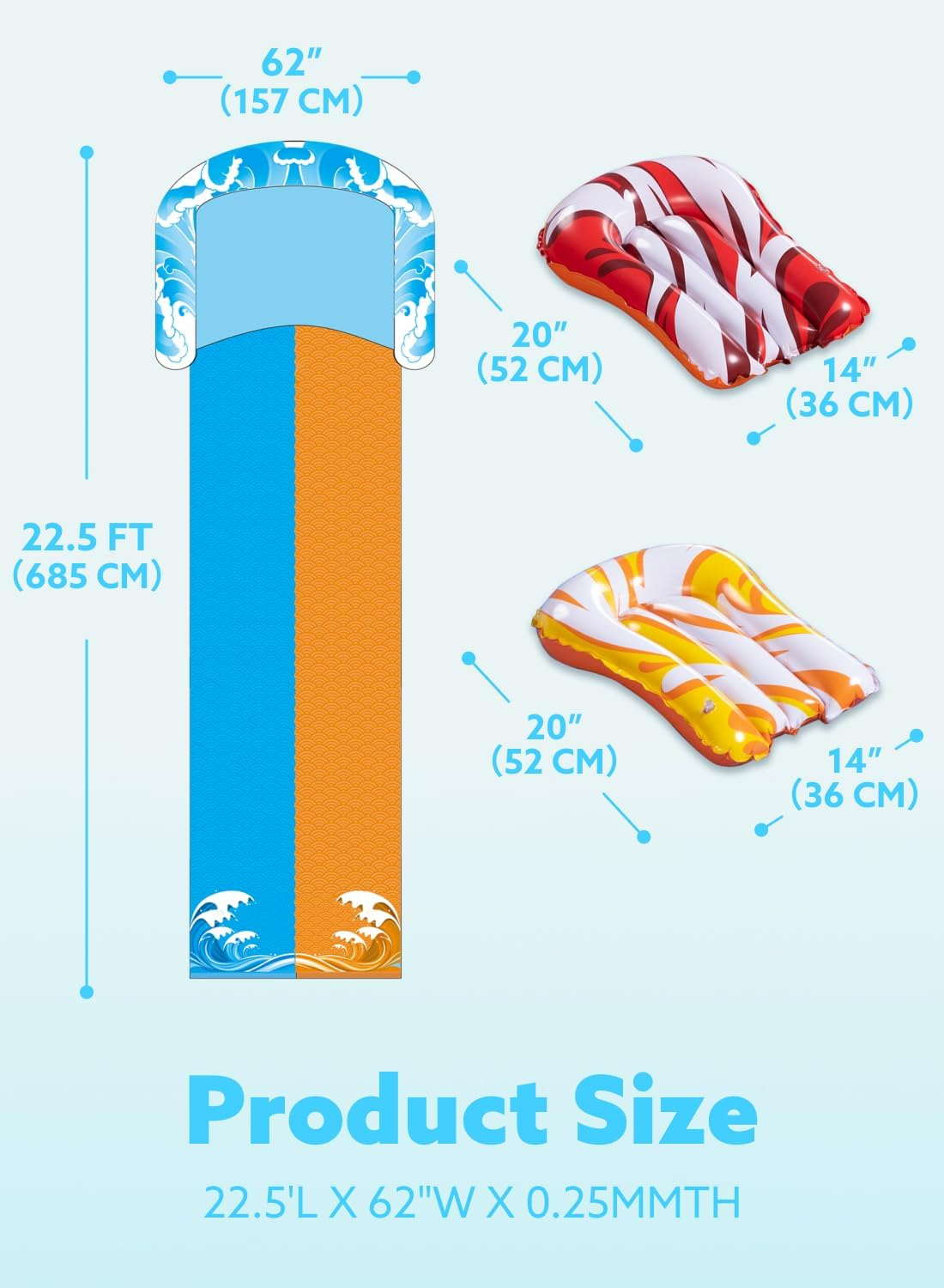 JOYIN 22.5Ft Water Slides and 2 Bodyboards, Lawn Water Slide Summer Slip Waterslides Water Toy with Build in Sprinkler for Backyard Outdoor Water Fun for Kids image number 3