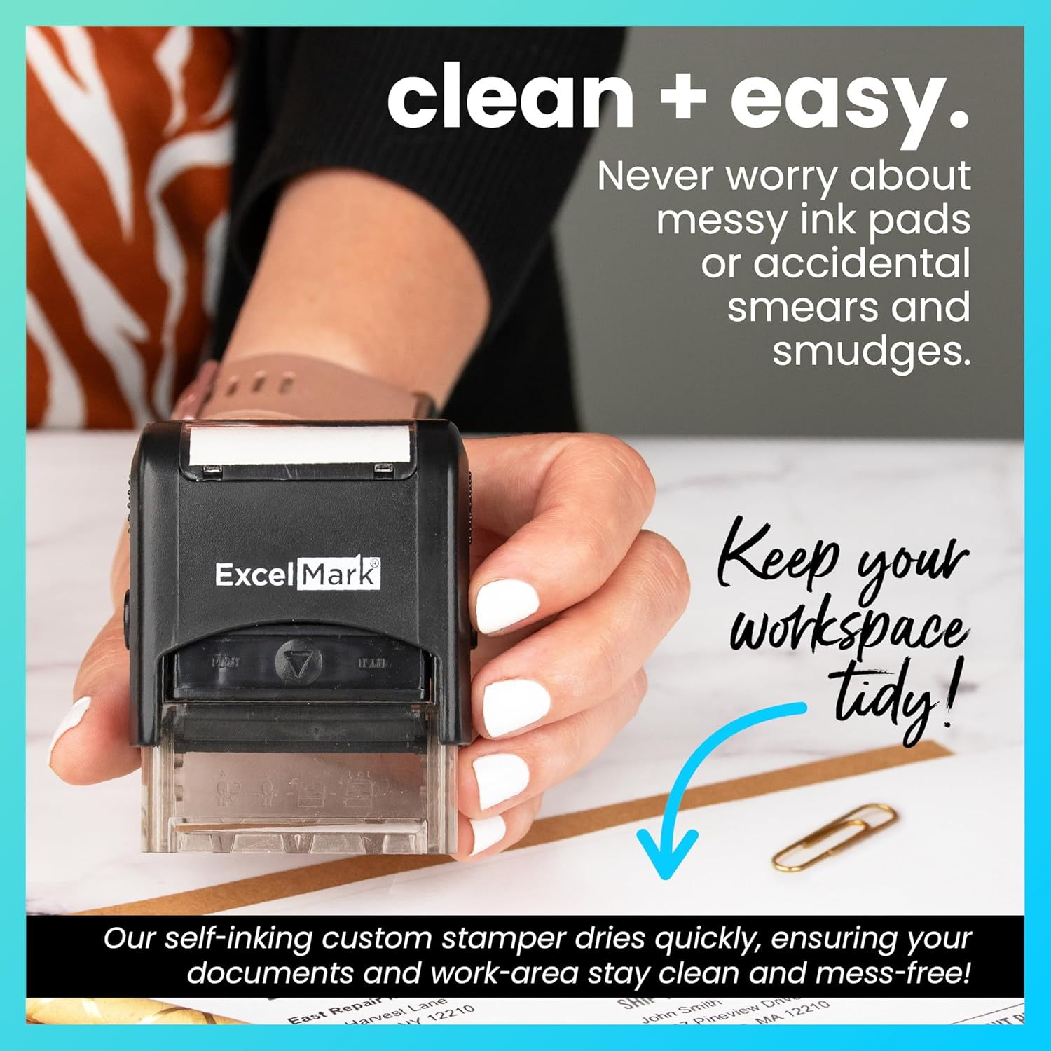 Excelmark Emailed Self Inking Rubber Stamp - Red Ink image number 1