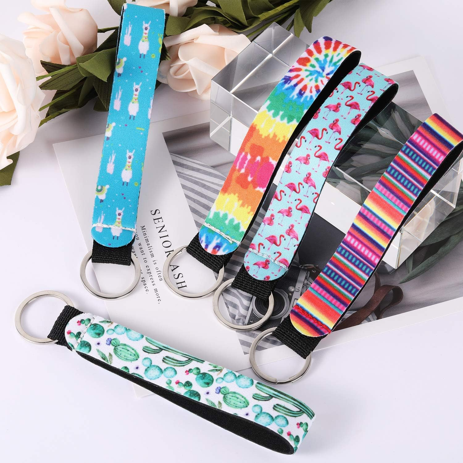 30 Pieces Neoprene Wristlet Keychain Bulk Lanyard Hand Wrist Strap Keychain for Women, as the Picture Shows image number 3