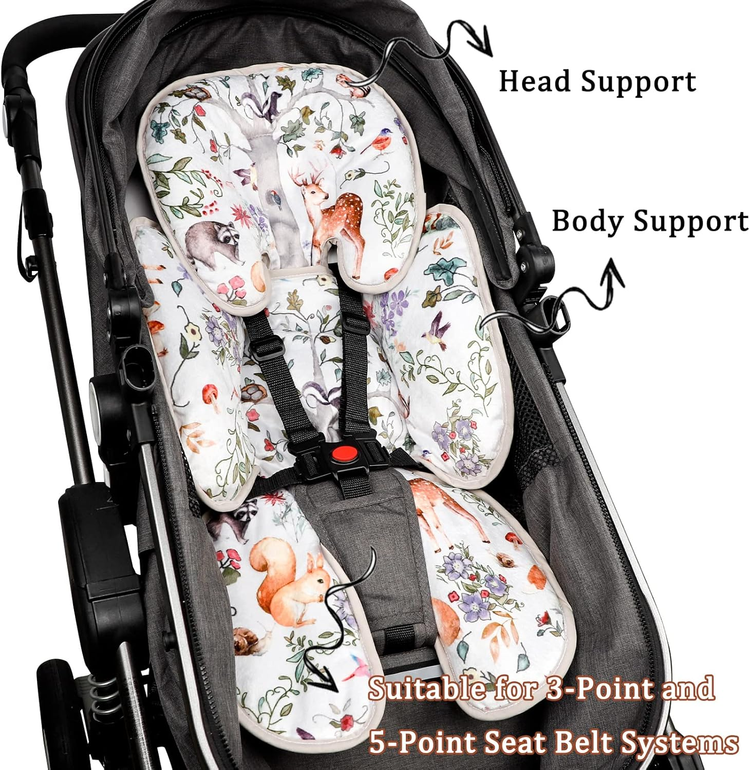 2-In-1 Infant Car Seat Insert for Newborn, Car Seat Head Support Baby Girls Boys, Extra Soft Preemie Carseat Head Support Cushion Pillow for Baby Car Seats, Strollers, Bouncers image number 6