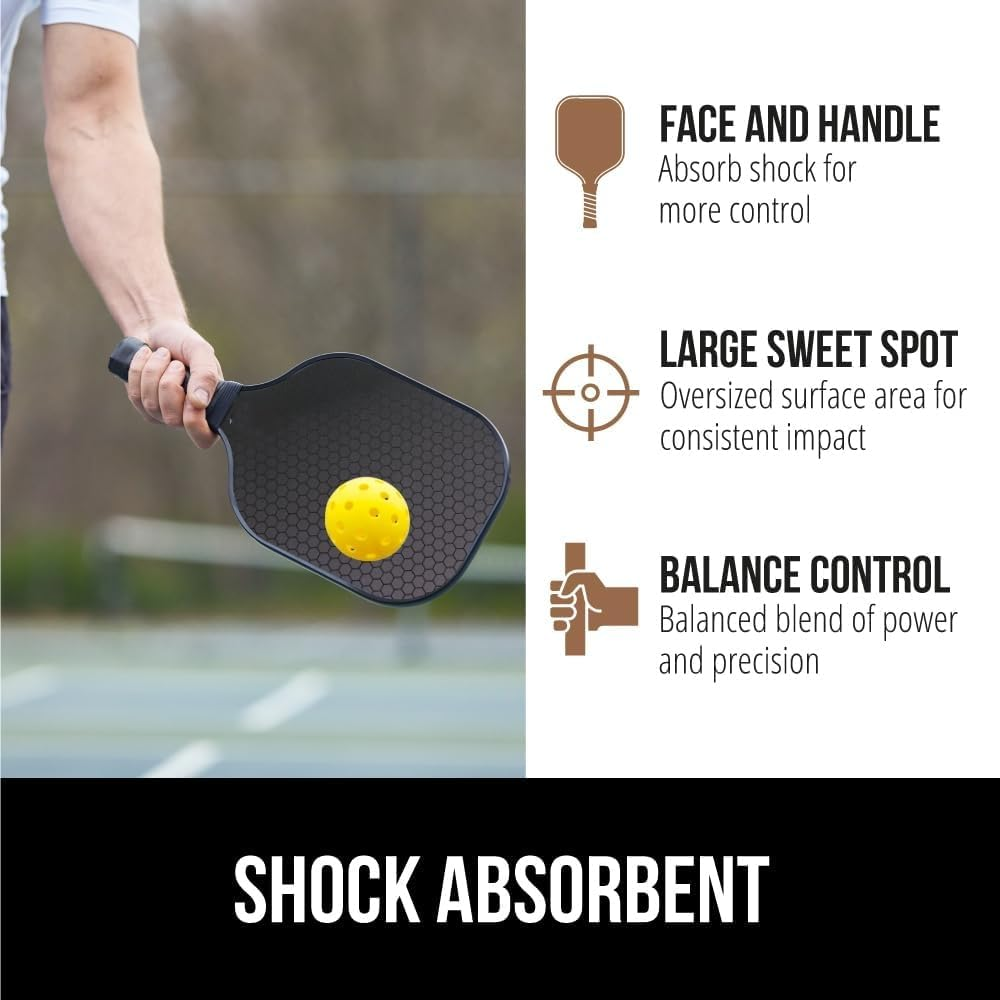 Pickleball Paddle Sets, XICEN Fiberglass Shock Absorbent Racket with Ergonomic Grip, Indoor Outdoor Pickle Ball Court Sports Accessories, Includes 4 Balls, 2 Ball Picker, 2 Ice Towel and Bag image number 4