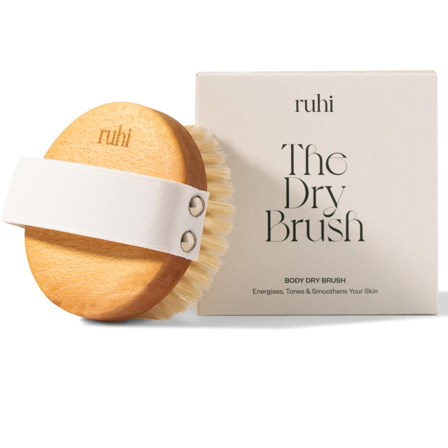 RUHI Body Brush round 100% Natural Bristles Made in Germany/Fsc Certified Beech Wood/Plastic Free/For Dry Brushing Massage (Dry Brush) / Lymphatic Drainage against Cell image number 4