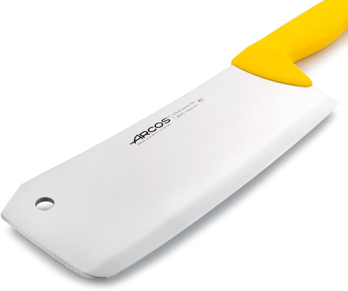 Arcos Cleaver Knife 9 Inch Nitrum Stainless Steel and 240 Mm Blade. Professional Butcher Knife. Ergonomic Polypropylene Handle. Series 2900. Color Yellow image number 3