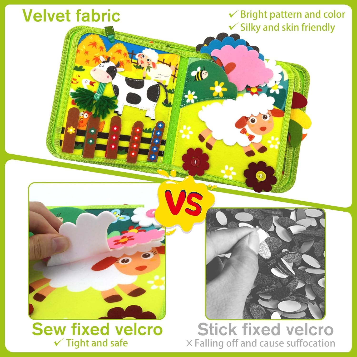 Meafeng Farm Busy Book for Toddlers 3+, Montessori Toys Busy Board for 3+ Years Old Boys Girls, Travel Toys Quiet Activity Book with Life Skills, Cognition, Sorting, Matching image number 6