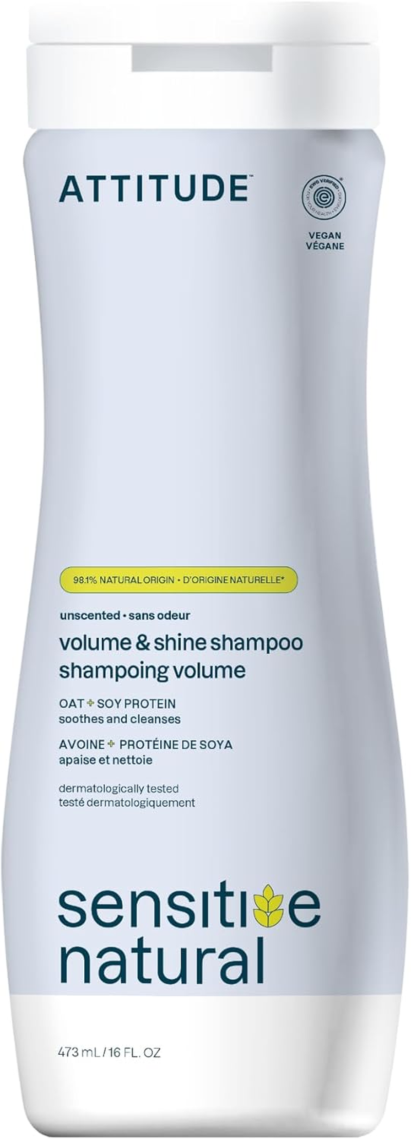 ATTITUDE Sensitive Skin, Hypoallergenic Shampoo, Fragrance Free, 16 Fl. Oz. image number 4