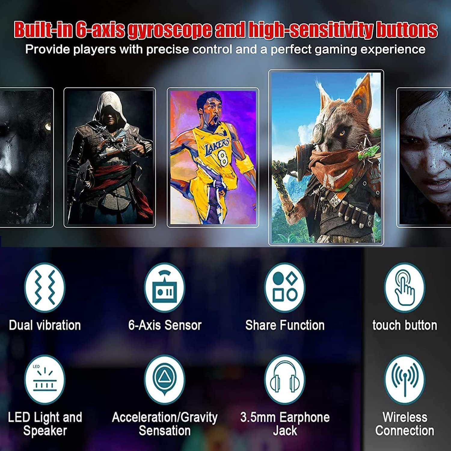 Venture Verse Wireless Controller Made for Ps4,Wireless Remote Control Compatible with Playstation 4/Slim/Pro,With Double Shock/Audio/Six-Axis Motion Sensor(Silver) image number 2