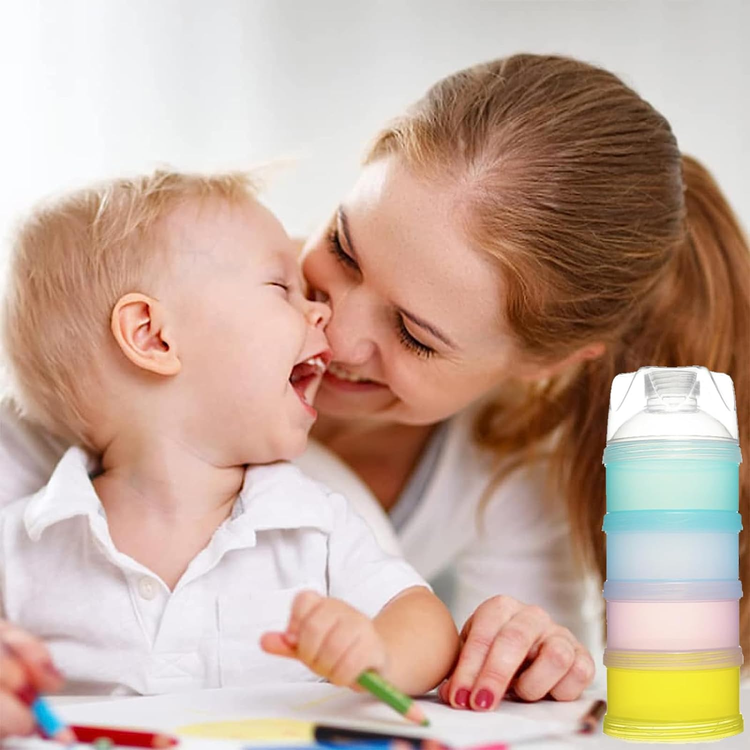 2 PCS 4 Layers Baby Milk Powder Dispenser, Milk Powder Pots,Food Storage Tank, Candy Storage Tank, Formula Dispenser Portable Milk Powder Formula Dispenser Container Pot Box Milk Cans Snack Storage Box for Travel (Four-Color)