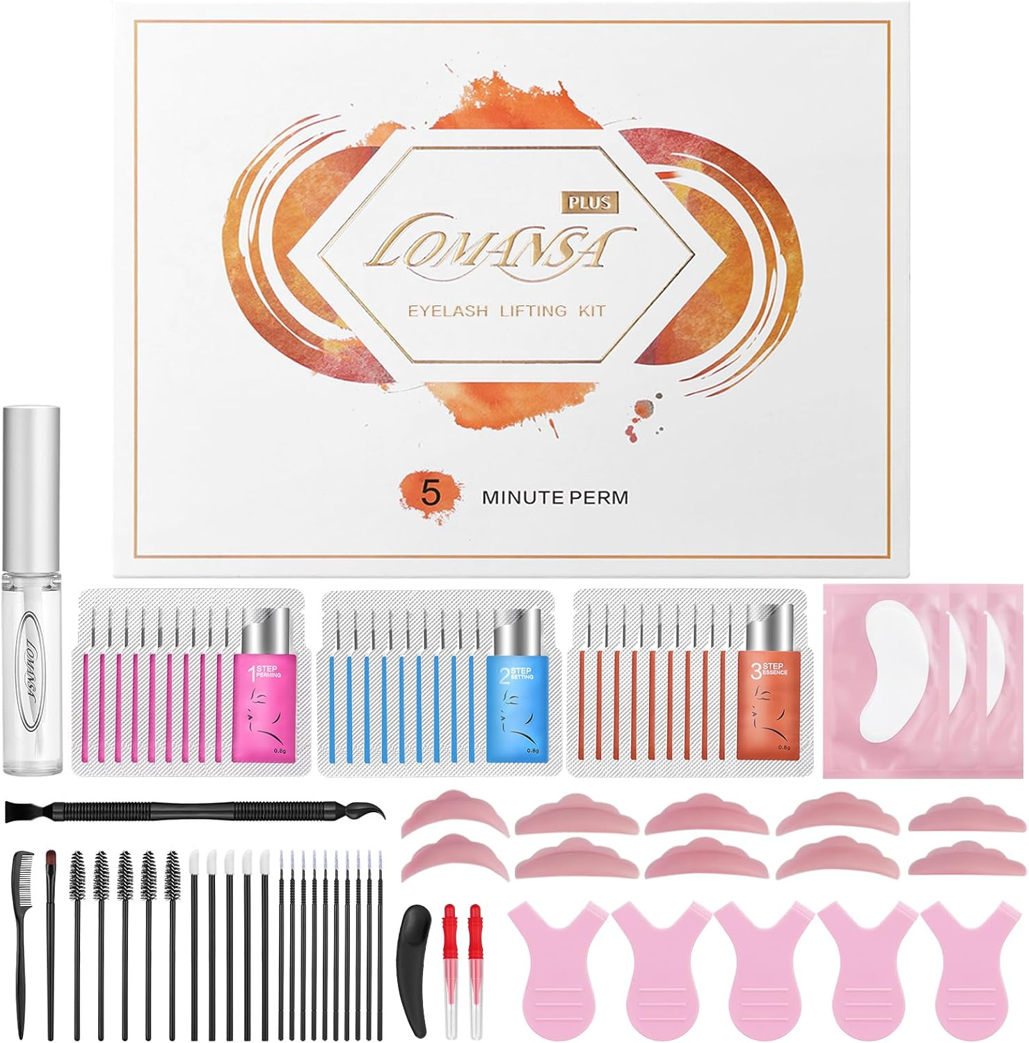 Lomansa Eyelash Lift Kit Instant Curl Lash Lift Kit Home & Salon Use with Super Strong Hold Lash Lift Glue, Natural Look Easy to Use image number 3