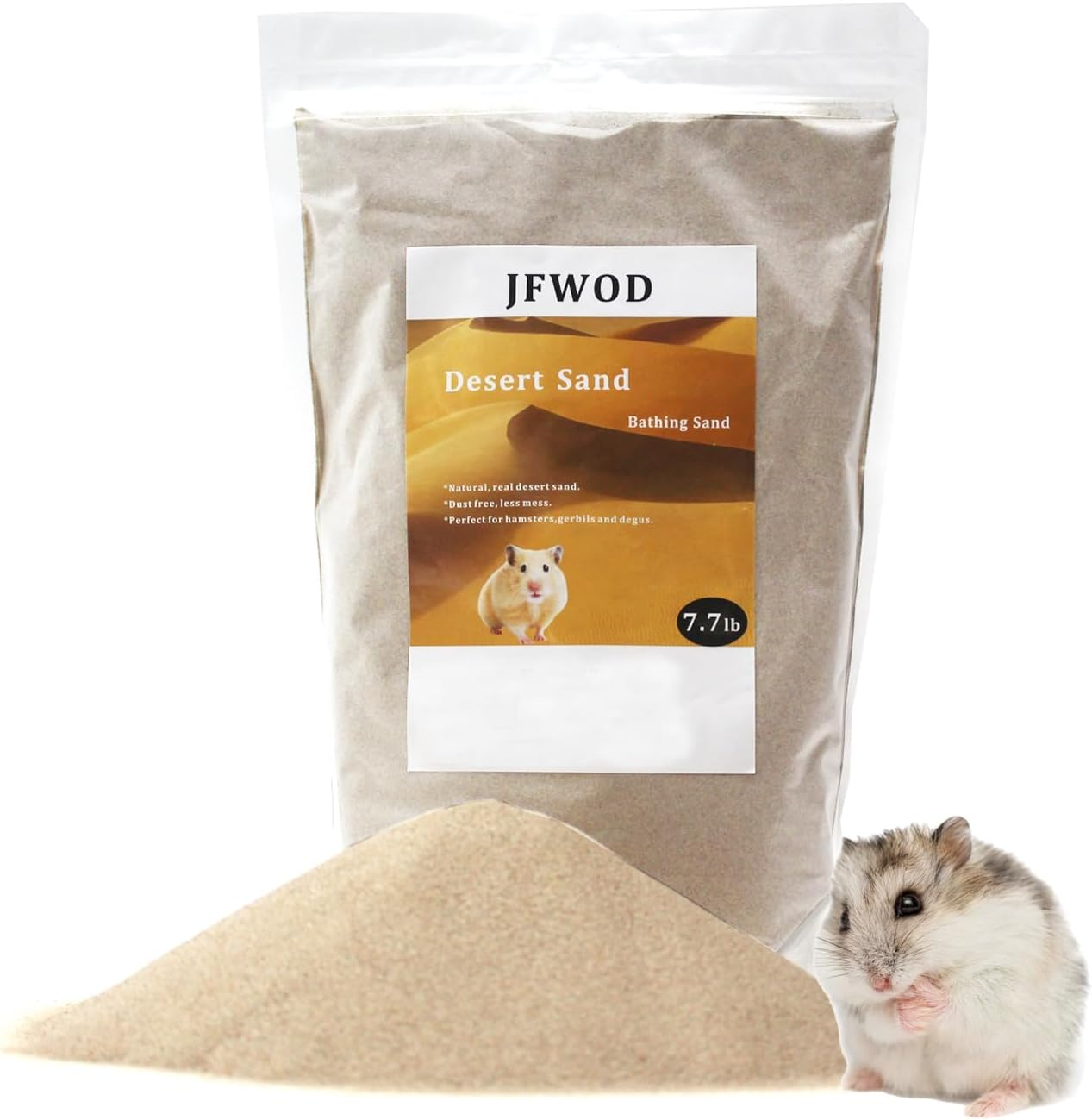JFWOD Hamster Bath Sand, 7.7Lb Dust Free Desert Sand or Potty Litter Sand for Hamster Chinchillas Gerbil Syrian Mice Small Animals