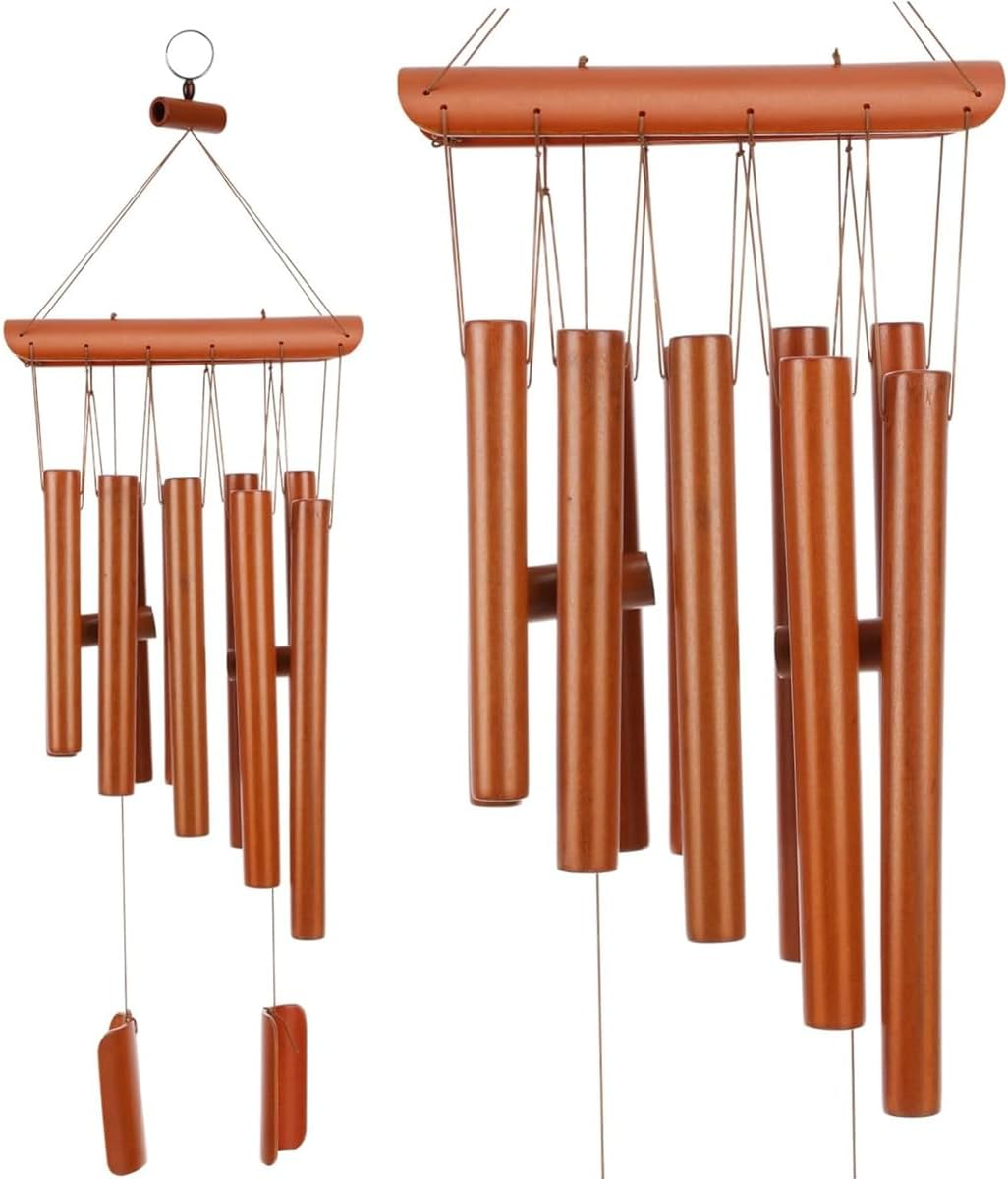 AIMALL Bamboo Wind Chime, Natural Bamboo Craft for Peaceful Ambiance, Home and Garden Decor, Ten Tubes, 23.6In Length image number 1