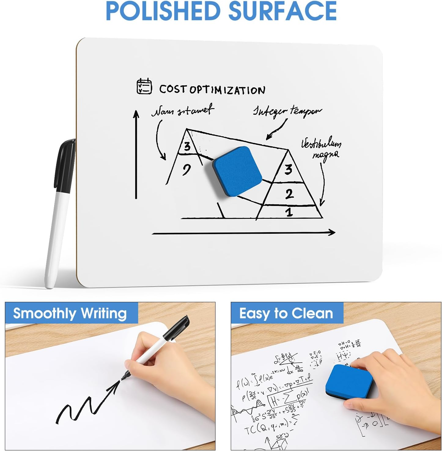 Maxgear Small White Board 2 Pack Dry Erase Boards, 9" X 12" Mini White Board Double Sided Portable White Boards for Students Teachers School Supplies Lapboards Including 2 Markers and 2 Erasers image number 4