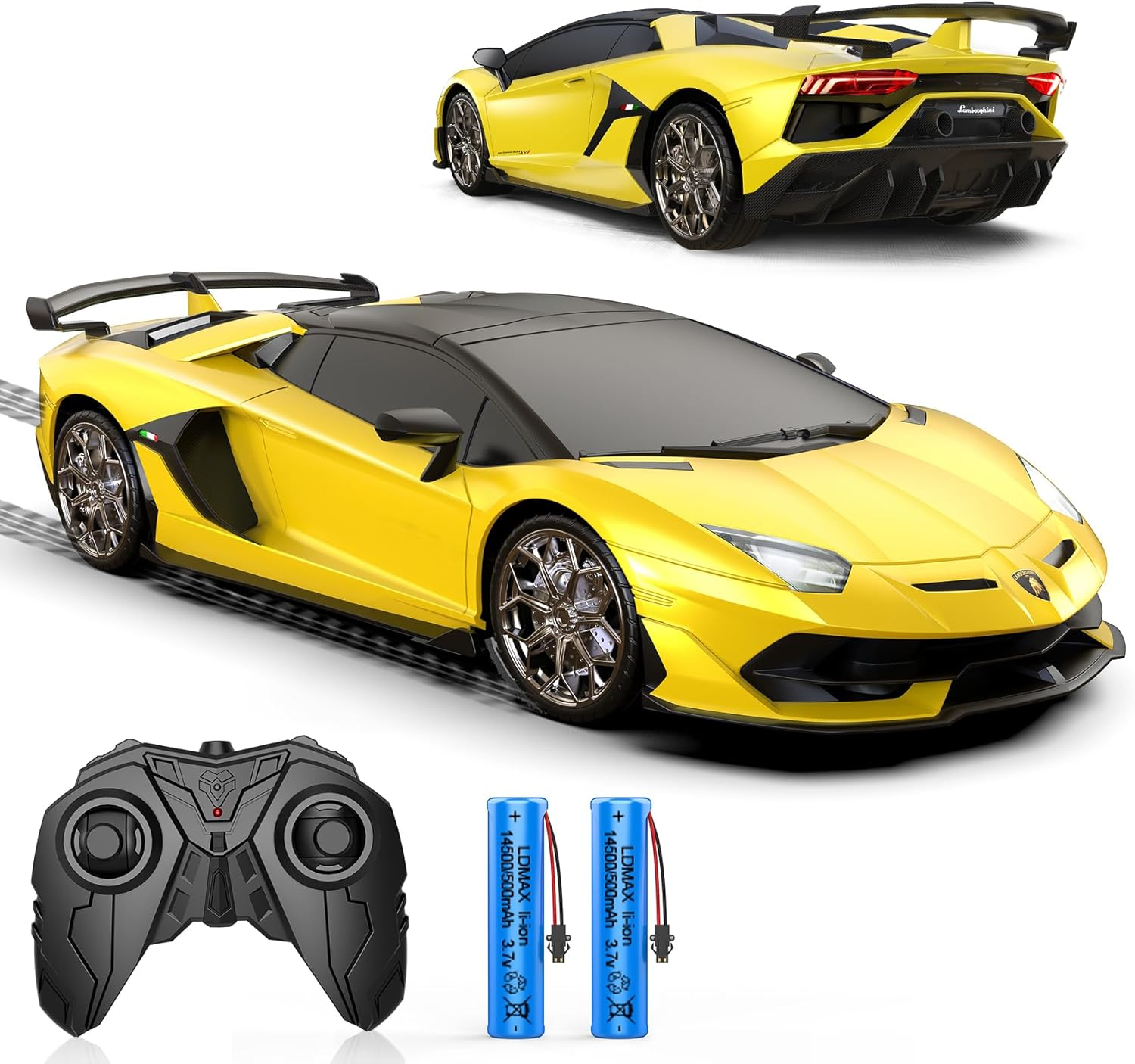 Remote Control Car for Lamborghini, Officially Licensed 1:16 Scale Lambo Hobby Rc Cars with Headlight, 2.4Ghz Race Car Toys for Boy Girl 4-12 Years Old, 12Km/H, Birthday Gift, Yellow image number 1