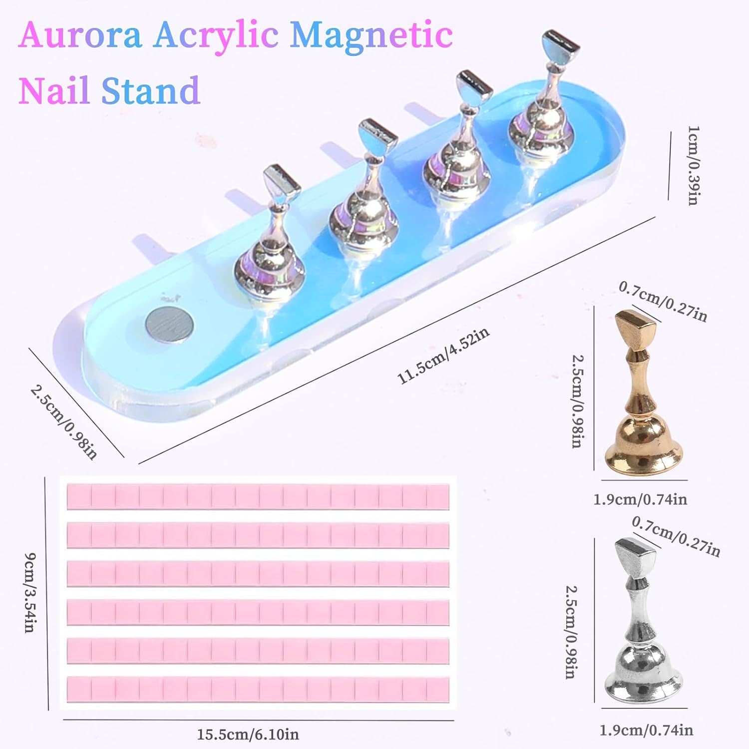 ANGNYA Nail Stand for Press On, 2 Set Aurora Nail Holder for Painting Nails Press on Nail Stands with 96 Pcs Reusable Sticky Putty for Nail Art Display Home & Salon Use (Round) image number 4