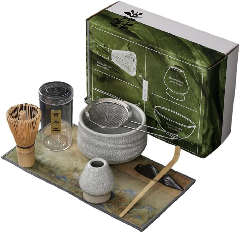 7Pcs Matcha Tea Set, Matcha Whisk Kit, Matcha Bowl Set, Matcha Ceremony Set (Ivory White), 7X10 (A004) image number 5