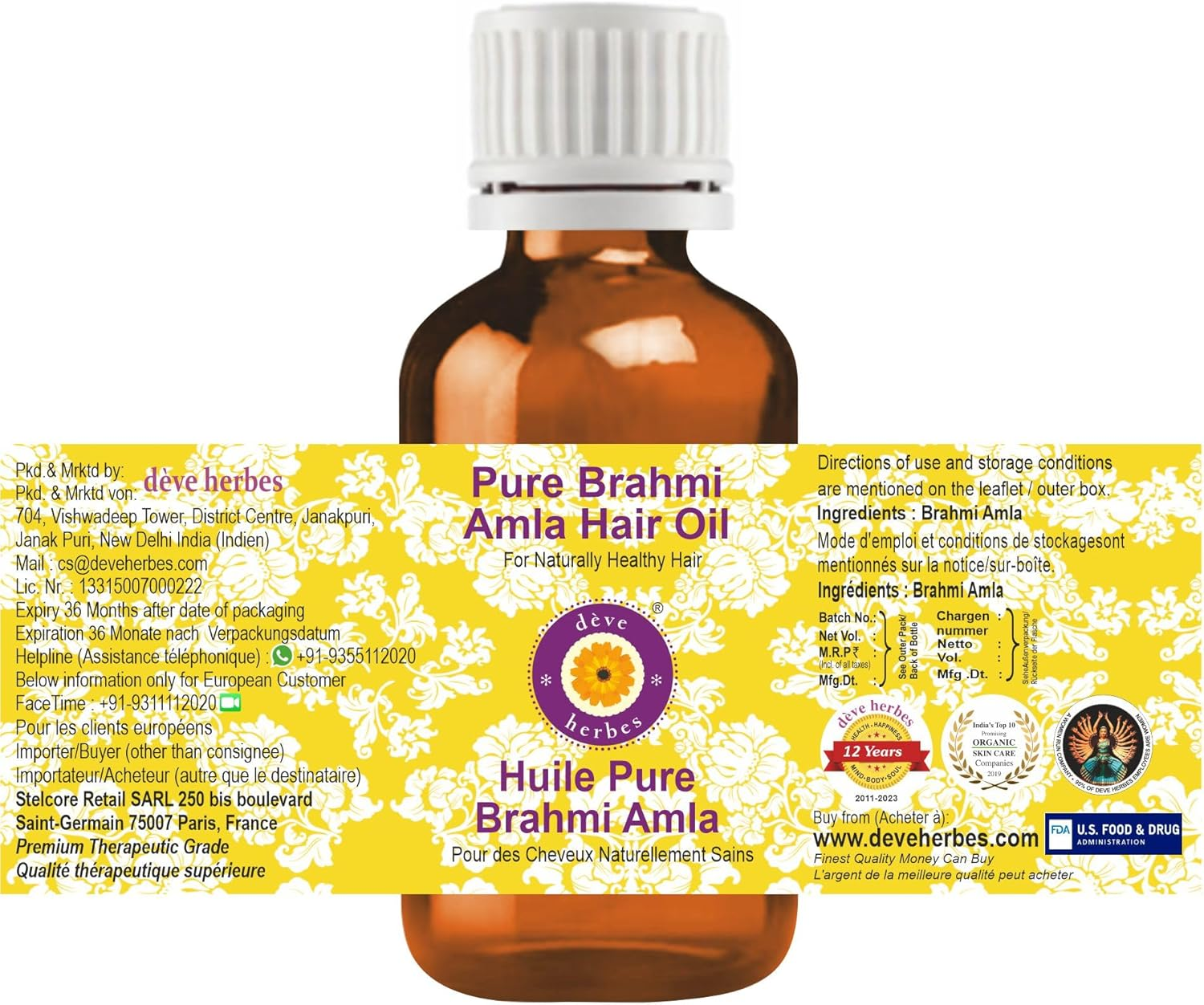 Deve Herbes Pure Brahmi Amla Hair Oil 30Ml (1 Oz) image number 3