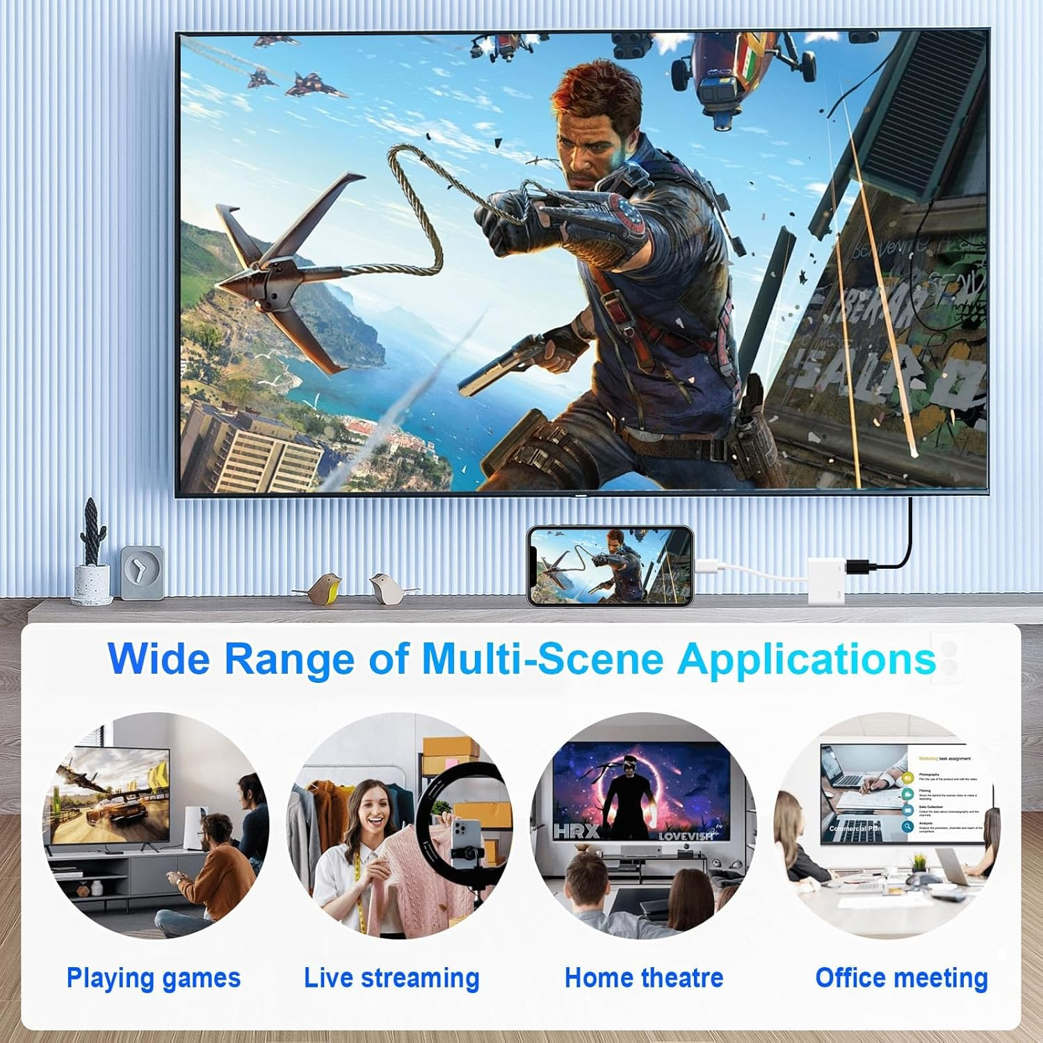 USB-C to HDMI Adapter, 4K Type-C to HDMI Adapter with 100W Charging HD Video Audio Sync Screen Converter AV Adapter for Iphone 16/15 Series Ipad Macbook, More USB-C Phones Tablet Laptop Etc image number 2