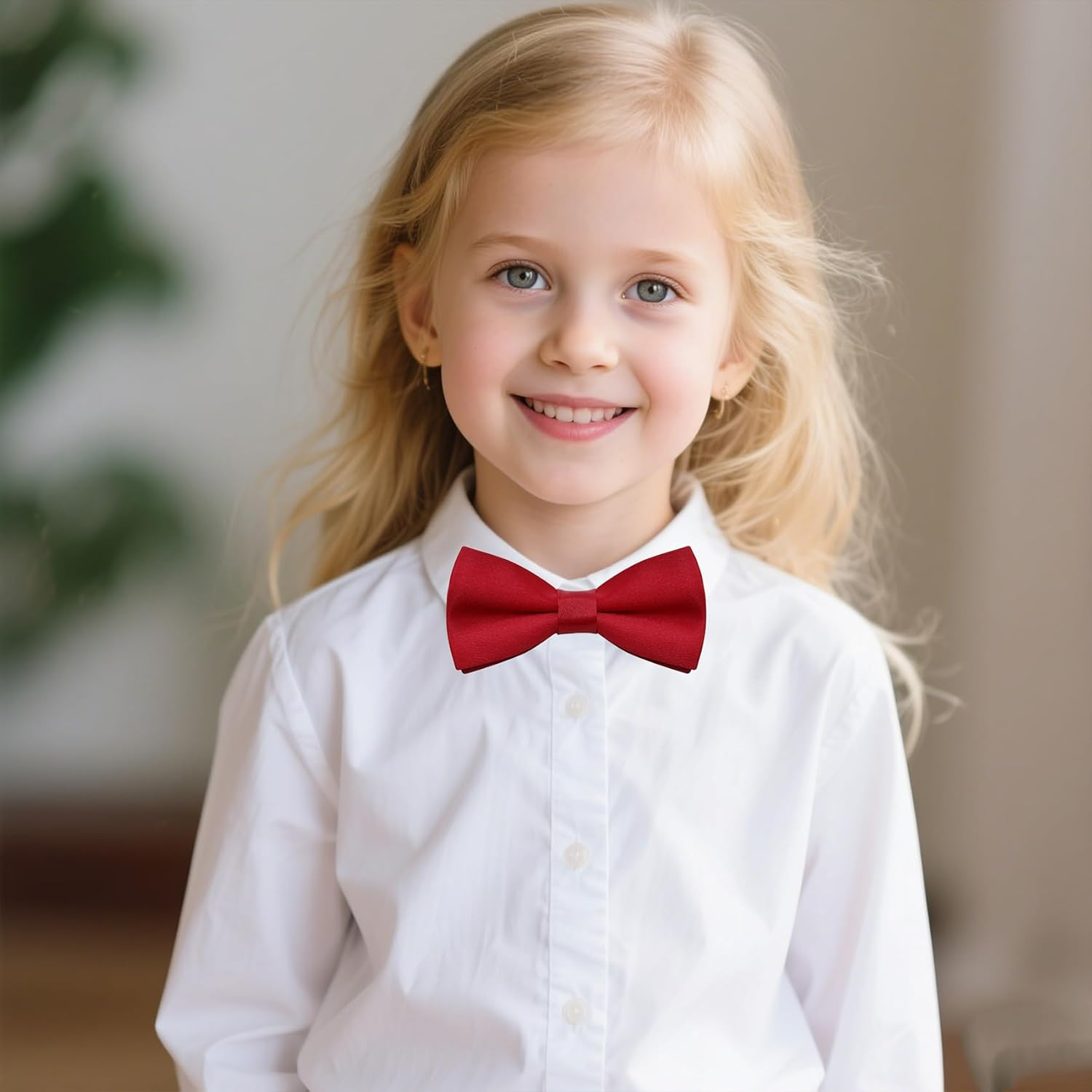 OJIOUI Kids Bow Tie Classic Solid Color Black Bow Tie for Boys Adjustable Pre-Tied Neck Bowtie for Kids Wedding Party Christmas image number 4