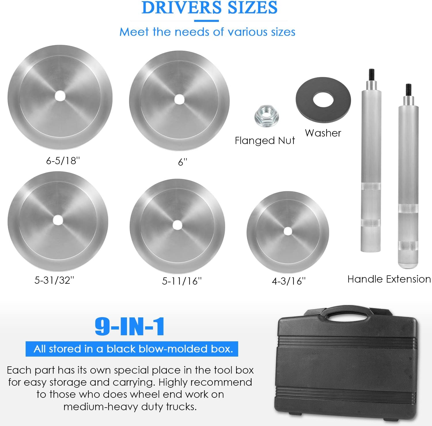 Yoursme 61850 Truck Hub Seal Installer Kit Compatible with Size Seals for Class 7 and Class 8 Trucks Trailers and Some Medium Duty Trucks 5PCS image number 2